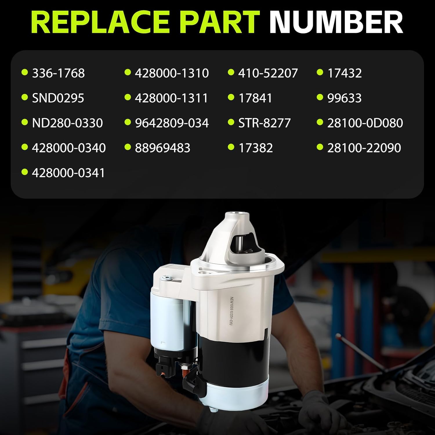 428000-0340 Starter Compatible with Toyota Corolla 2003-2008 Matrix 2003-2008 Pontiac Vibe 2003-2008 Replace 428000-0341 336-1768 SND0295 ND280-0330 28100-0D080 28100-22090 2-2360-ND 17841 STR-8277