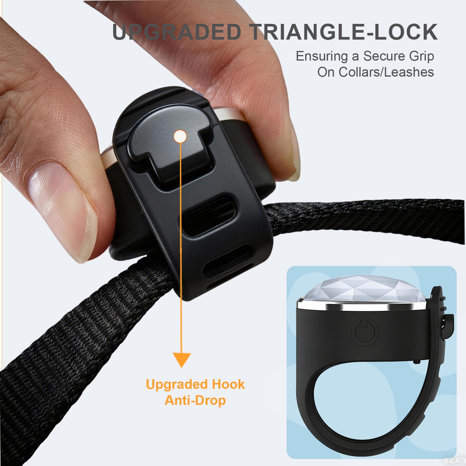 Confezione da 2 luci per collare per cani, ricaricabili USB-C, con clip, impermeabili, con cinturino in silicone regolabile, per passeggiate notturne, campeggio (RGB 7 colori)