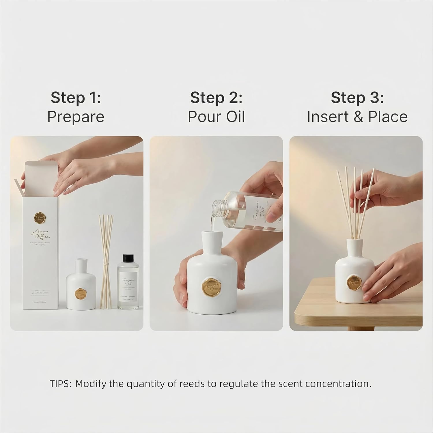 Reed Diffuser Set-Gardenia-Strong Scent, Long-Lasting Evaporation with Natural Reed Sticks & Essential Oils, Elegant Fragrance for Bathroom Bedroom Office Decor Air Fresh-Ideal Gifts - Image 8