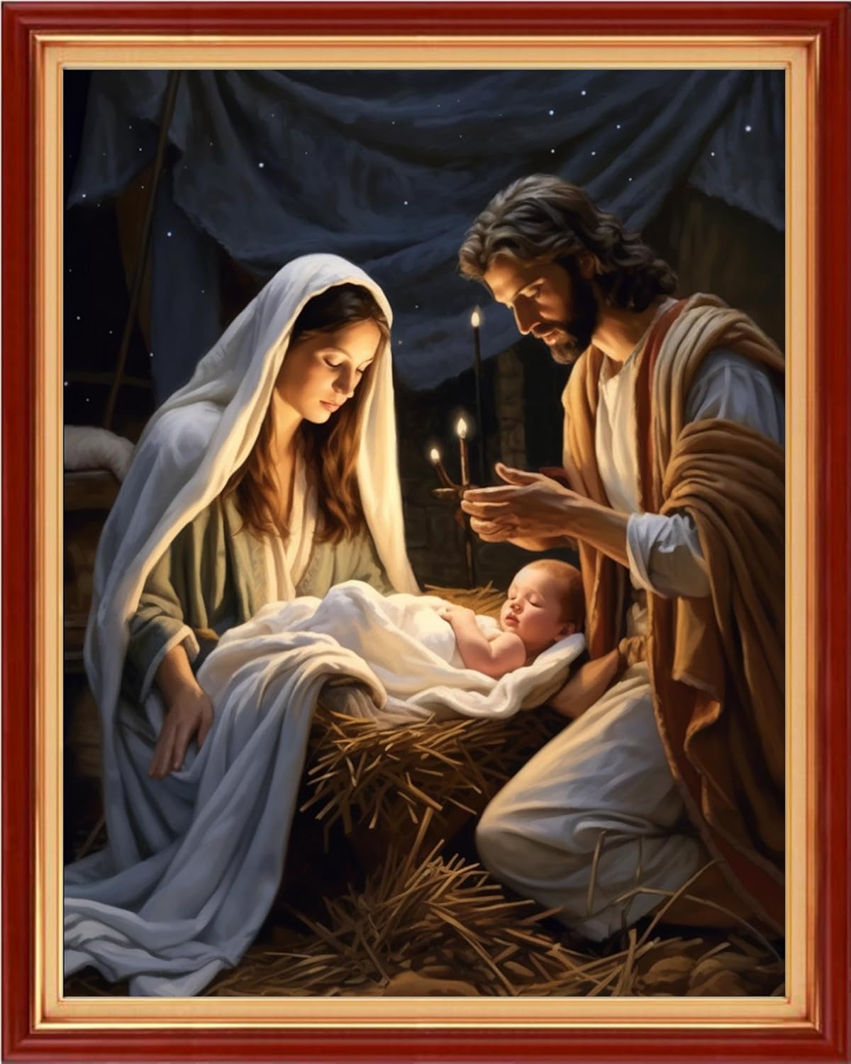 Dimxvean Stamped Cross Stitch Kits,Cross Stitch Kits for Adults Beginners,Embroidery Kits Full Range of Cross Stitch Stamped Kits Needlepoint Kits Cross Stitch Patterns-The Nativity 16x20 inch