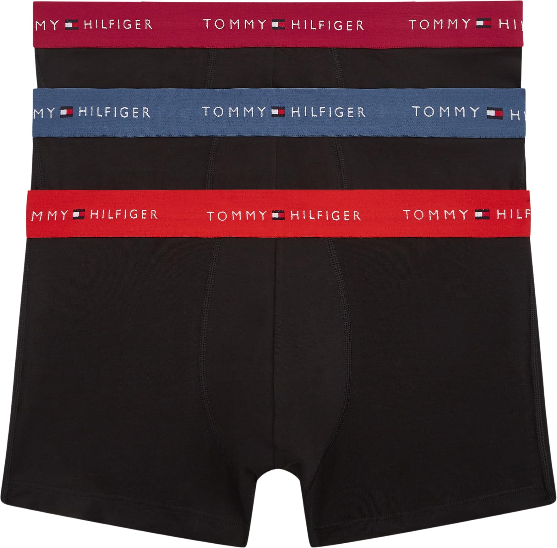 Tommy Hilfiger Men's 3-Pack Logo Waistband Trunks - Black 0Sw - X Large