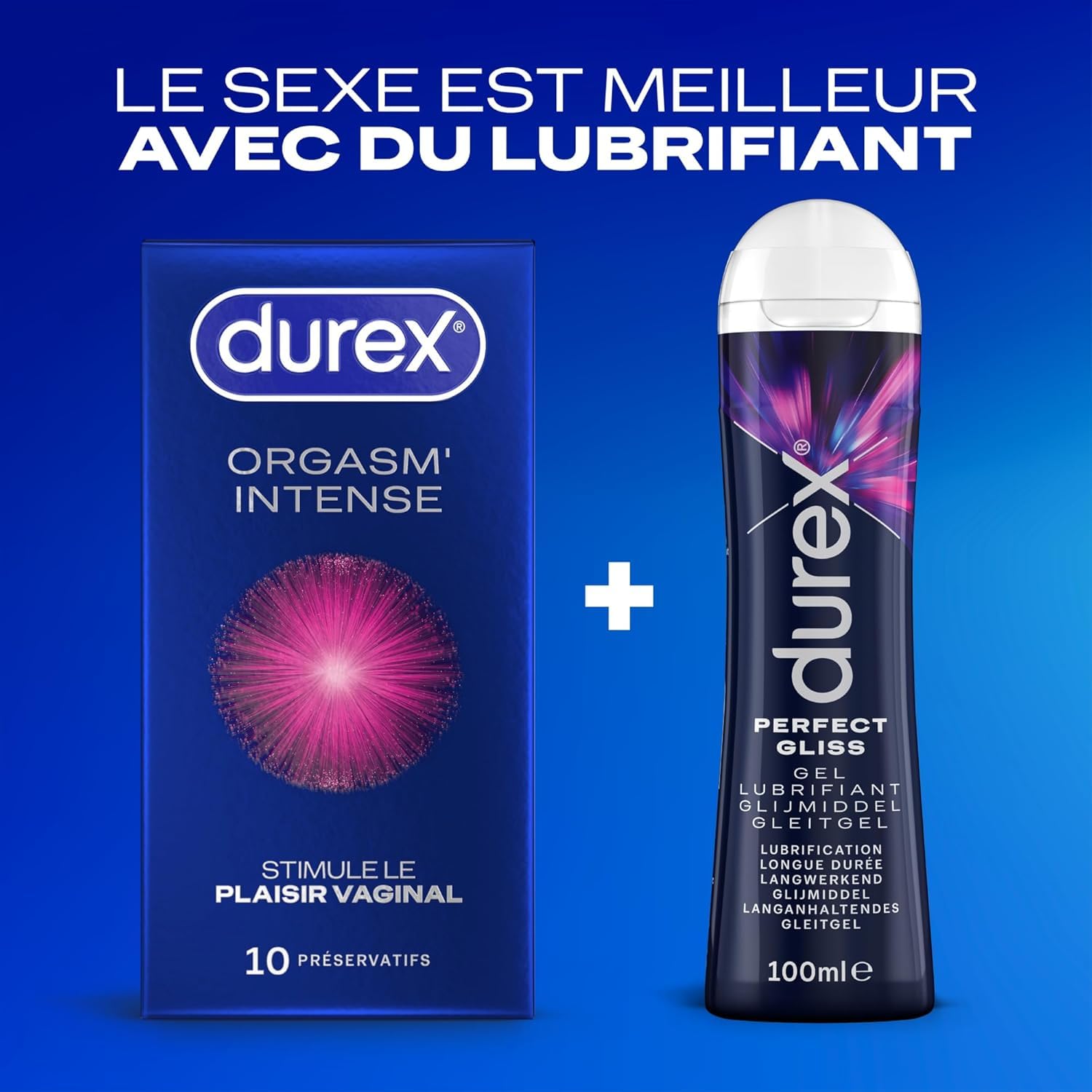 Durex - 20 Préservatifs Extra Lubrifiés Stimulants et Texturés - Avec Gel Desirex - Lot de 2 x 10 pièces