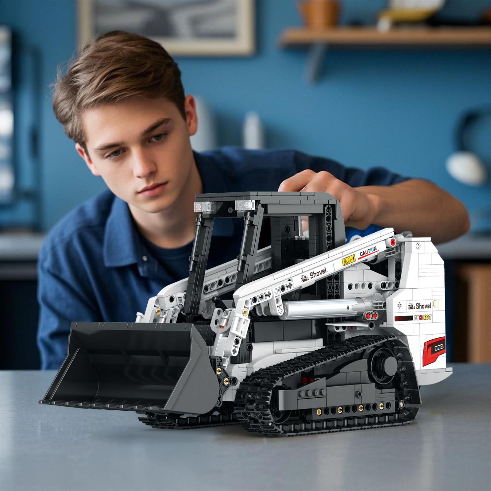 Reobrix Bobcat Lot de 1227 blocs de construction pour chargeur, télécommande télécommandée, jouet de construction de véhicule avec mode multijoueur 2,4 GHz 22004, cadeau pour enfants et