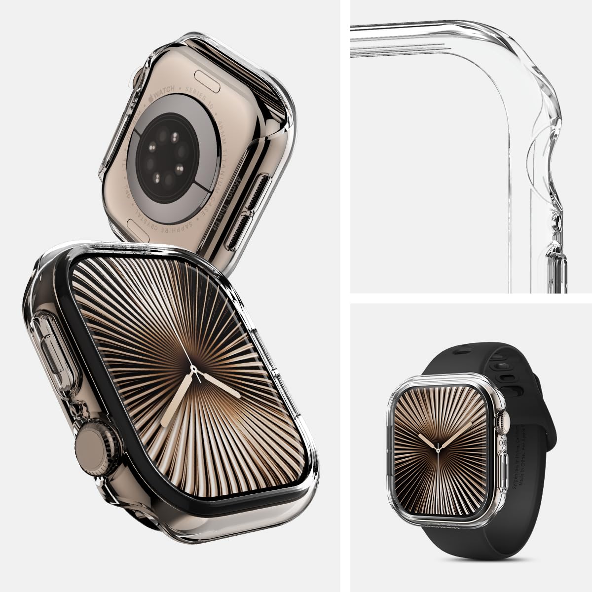 Spigen Protective Case for Apple Watch Series 11/10 46mm, Ultra Slim, Lightweight(Thin Fit) - Crystal Clear — Amazon image 3