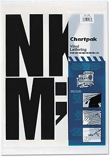 Chartpak 01184 Press-On Vinyl Uppercase Letters, Self Adhesive, Black, 6-Inch h, 38/Pack