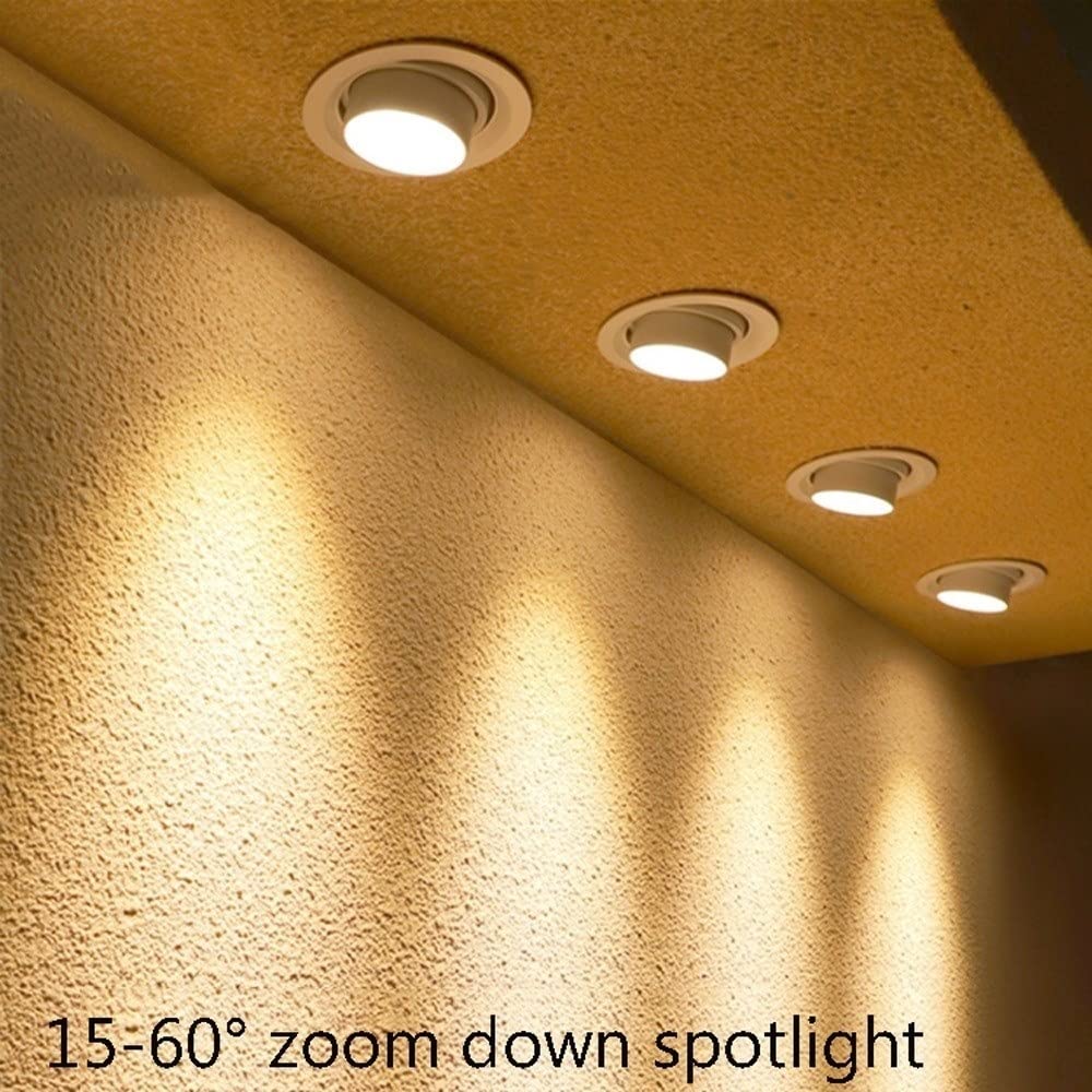 Foco LED empotrado con zoom, luz de techo con enfoque ajustable, astigmatismo, lámpara de pared, pasillo, ojo de buey, ángulo de 15/45/60 grados, downlight interesante