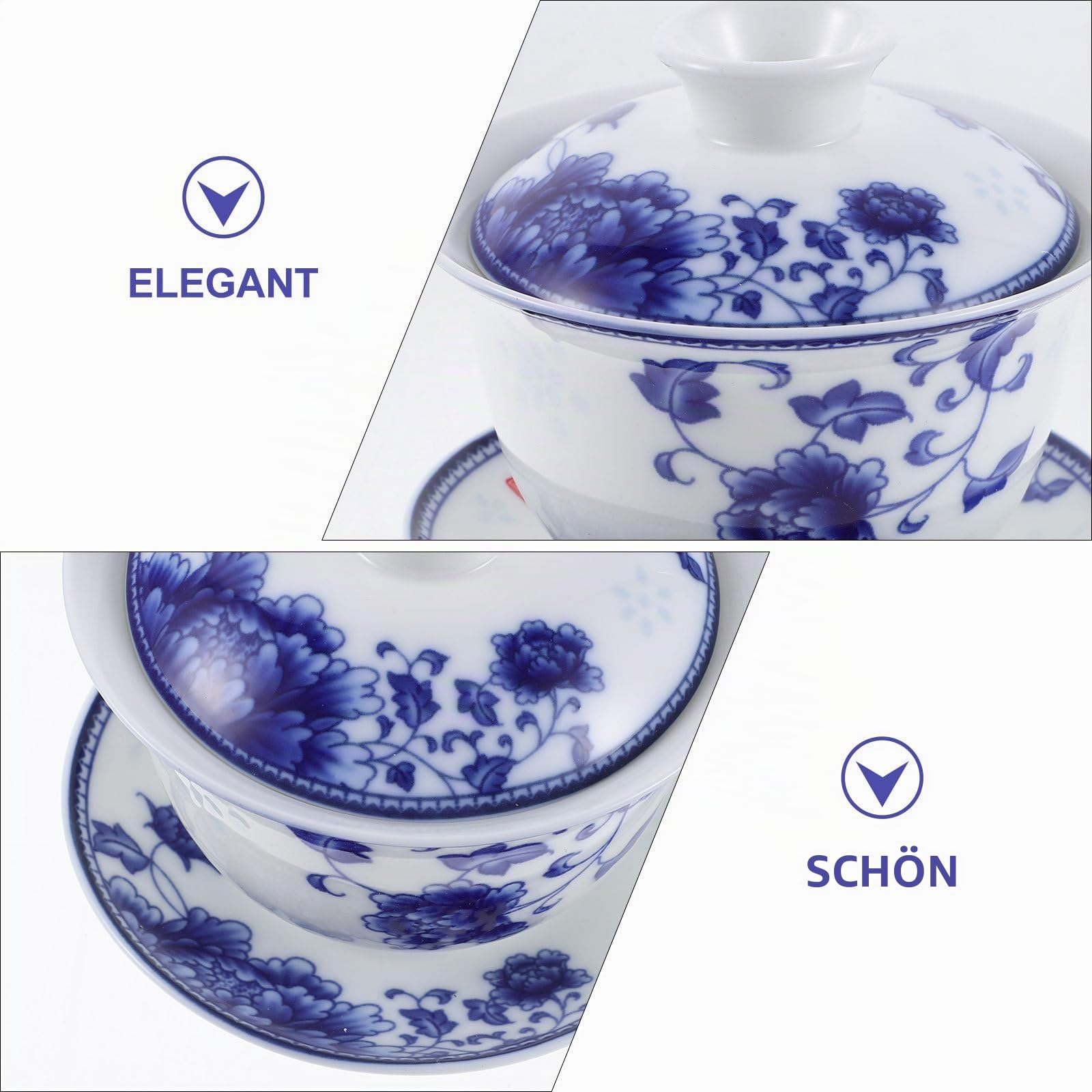 MAGICLULU Traditionelle Chinesische Teetasse Mit Deckel Aus Keramik 3.54X3.54X5.51 Zoll Vintage Teeschale Für Zuhause Umweltfreundliche Teetasse Mit Sieb Für Küche Und Alltag