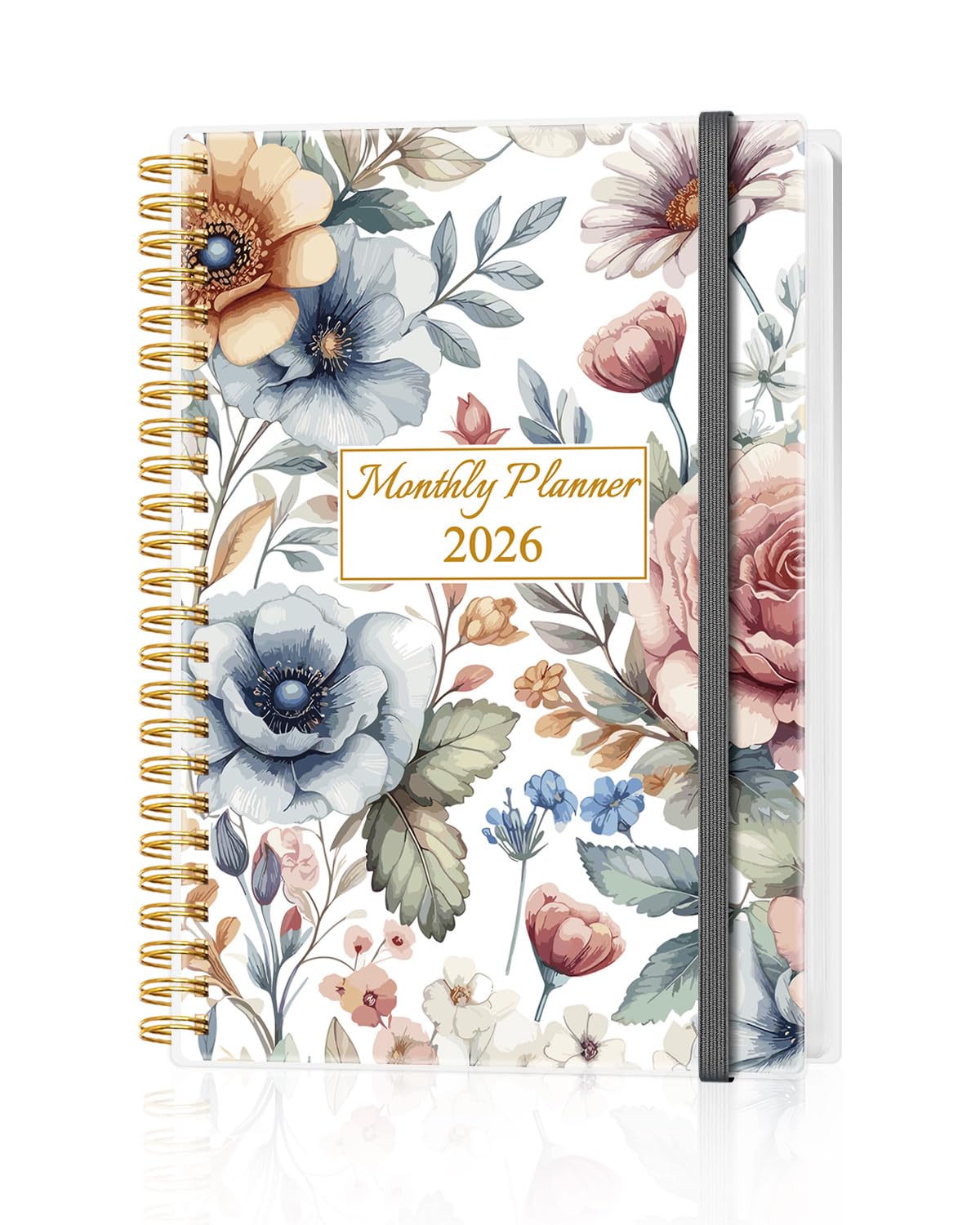 Monthly Planner 2026 - Monthly Calendar from January 2026 to December 2026, 2026 Planner with Inner Pocket, Elastic Band, 5.8" x 8.5", Colorful Large