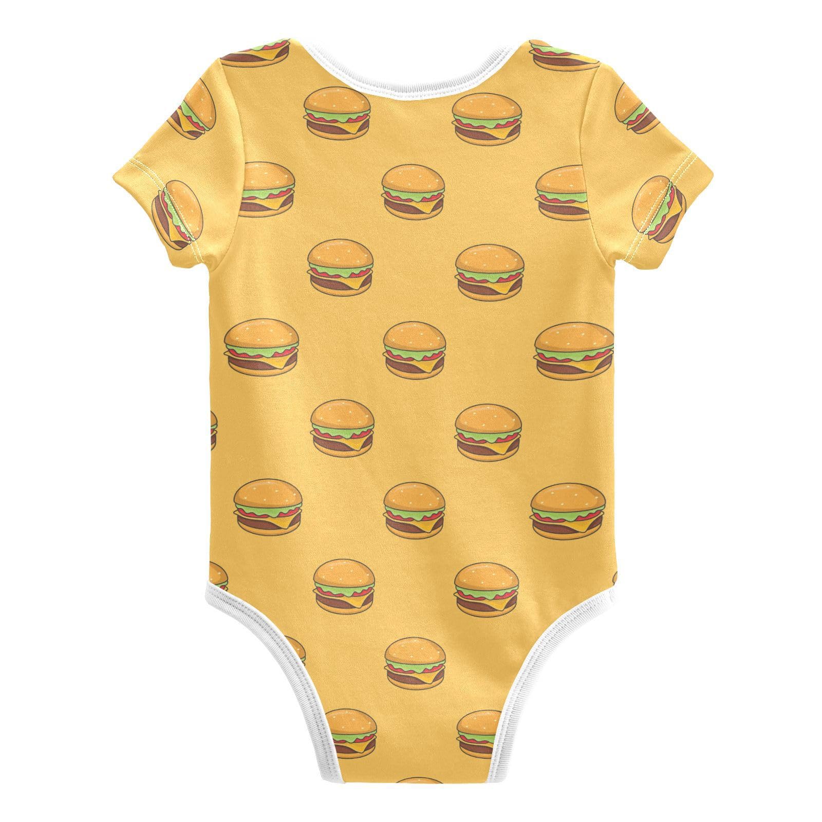 JHKKU Hamburger Unisex Baby Short-Sleeve 100% Cotton Bodysuits Newborn Infant Neutral Outfits Jumpsuit 6 Months