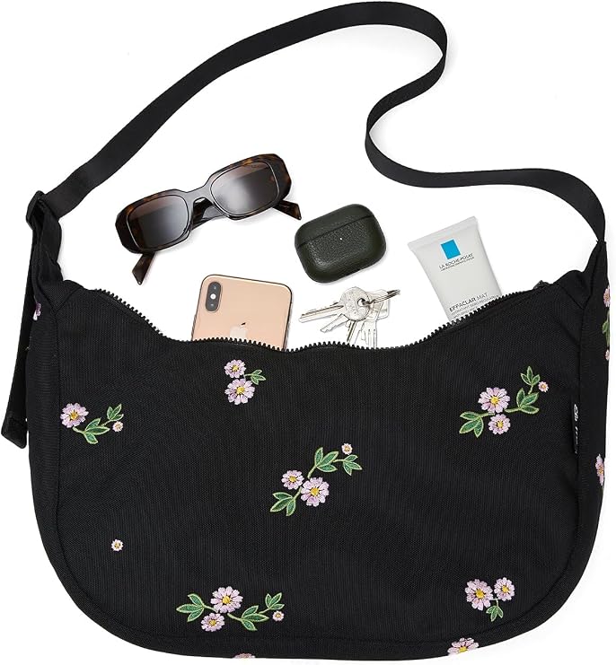 Ela Mo Crossbody Moon Bag [6L Volume] - Sustainable Crescent Moon Bag for Women Made of Recycled PET - Lightweight Shoulder Bag for Everyday Use Travel & Leisure - Semicircular Cross Bag Shoulder Bag