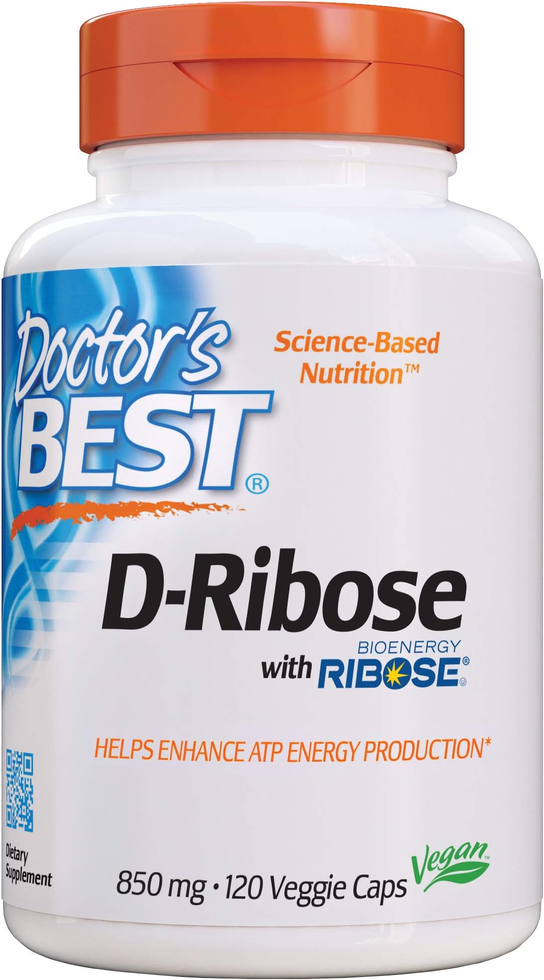 D-Ribose with Bioenergy Ribose, Vegan, Energy Enhancement, 120 Veggie Caps, White (DRB-00193)