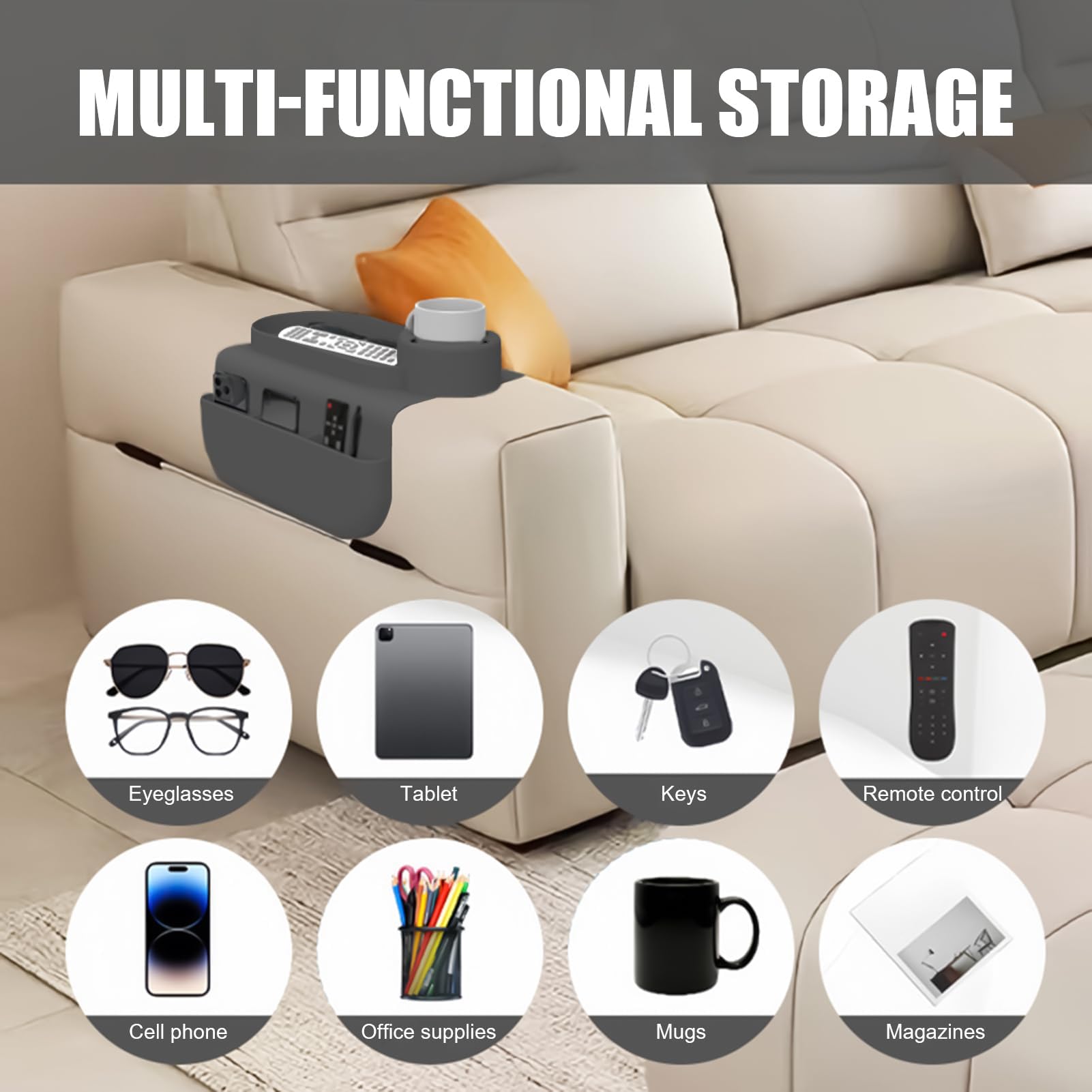 Bandeja plegable para reposabrazos de sofá, antideslizante, portátil, flexible, accesorio esencial para el hogar para leer aperitivos y uso diario