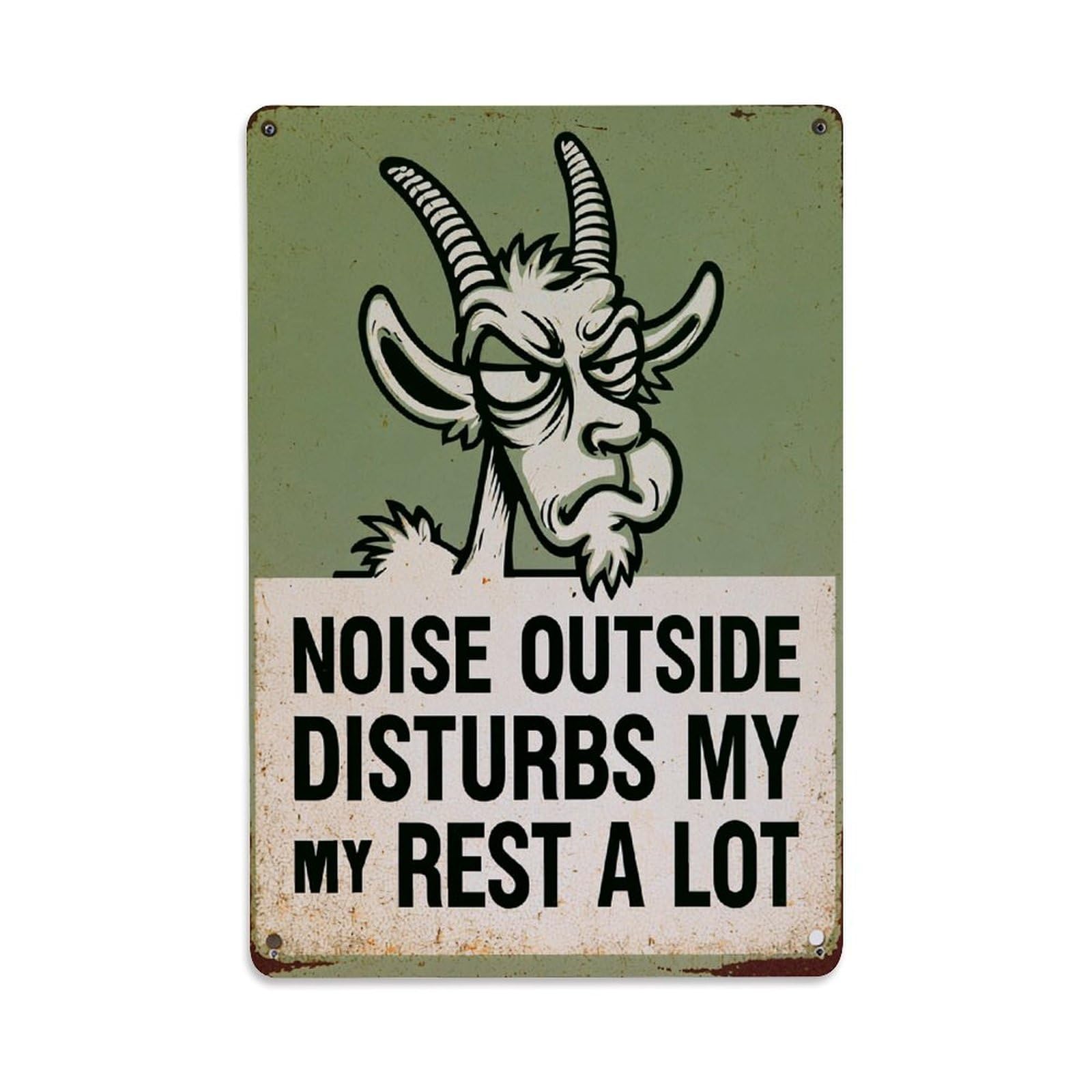 Jdfenggu Vintage Goat Face Noise Warning Sign Retro Metal Tin Sign, Decor Art Poster For Bar, Home, Man Cave, Kitchen, Laundry Room Gift 8X12inch