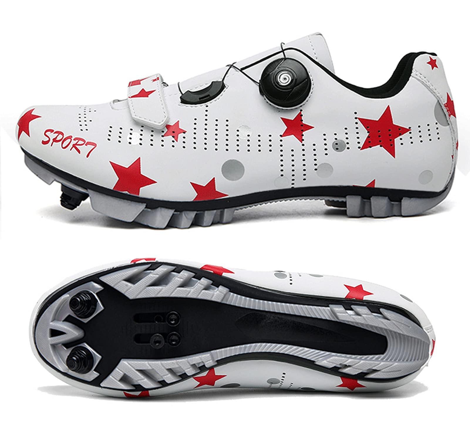 Buty Rowerowe Męskie, Męskie Buty Rowerowe Na Rowerze Drogowym, Oddychające Bez Poślizgu Buty Na Rowerach, Buty Rowerowe, Buty Szosowe(44, White-MTB)