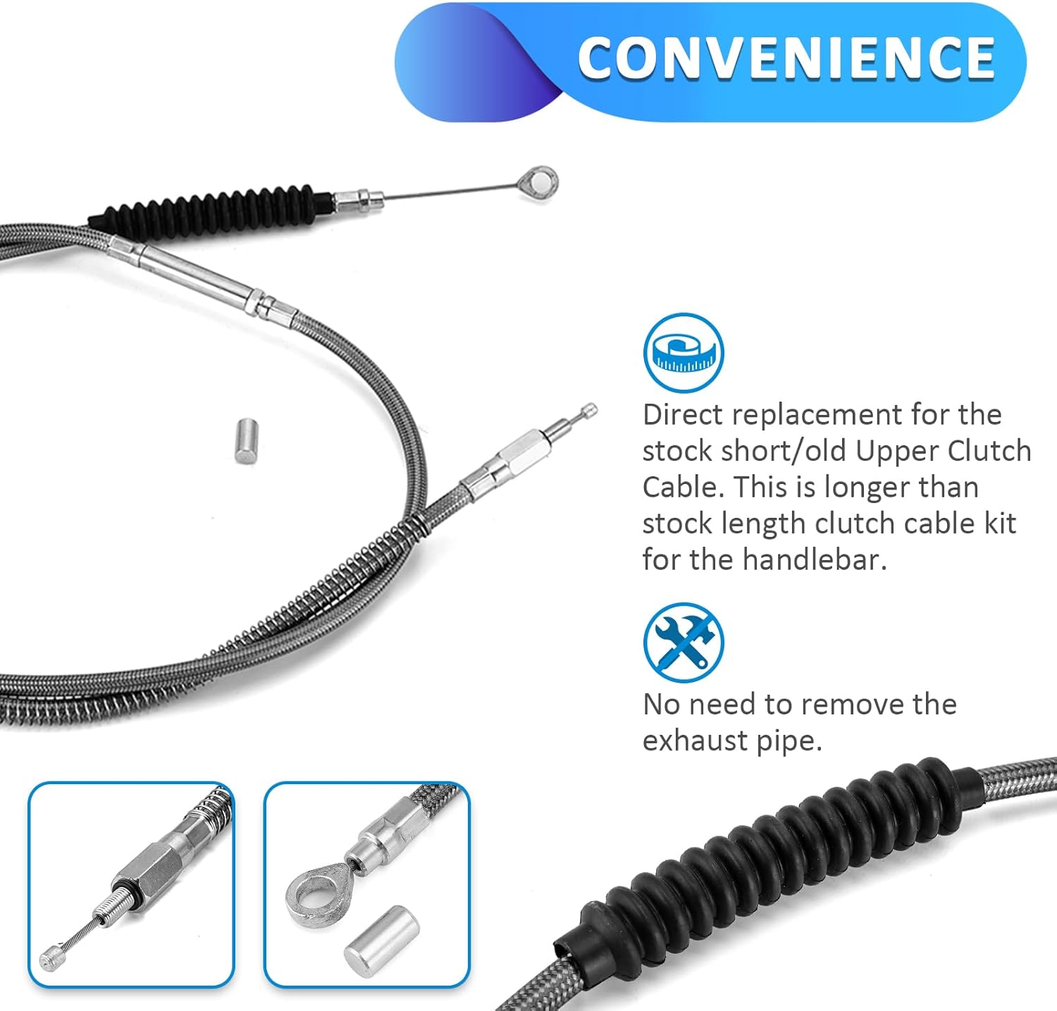 Mofun Hydraulic Front Brake Line & Throttle by Wire Extension and Clutch Cable Compatible with Harley Touring Street Road Electra Glide Road King Non-ABS 2008-2013, Fit 10"-12" Handlebar, Black