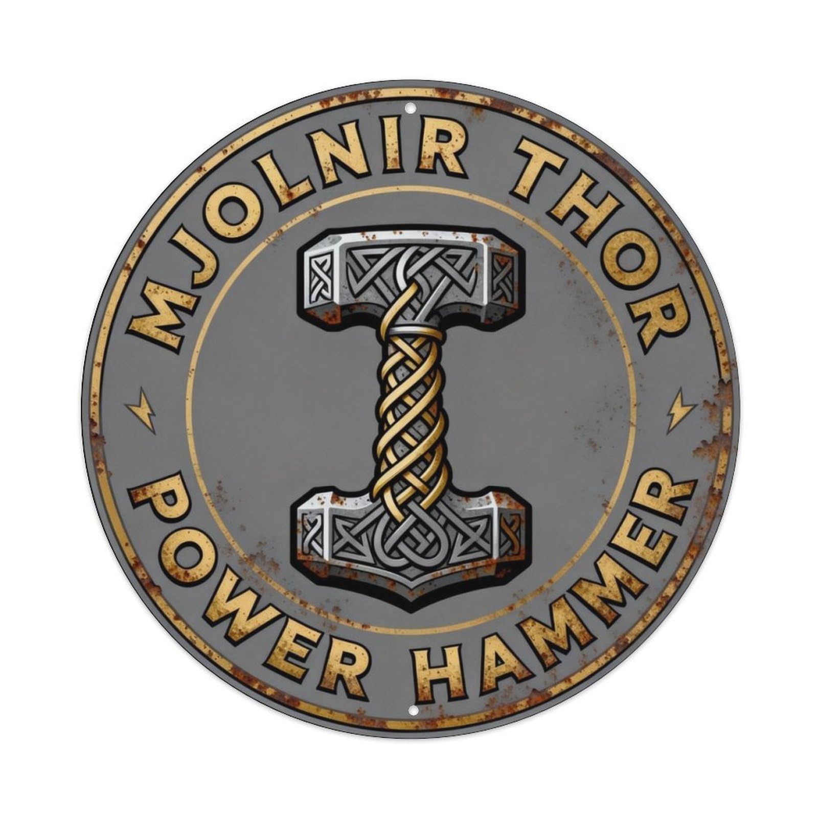 Mjolnir Thor Power Hammer Metal Tin Sign Plaque