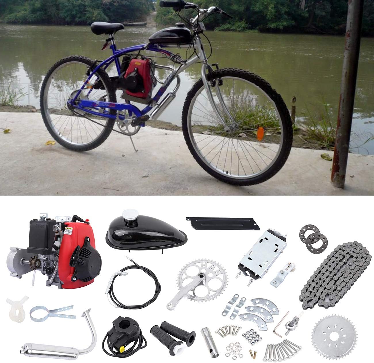 Samger 49cc 4 Stroke Petrol Gas Motor Kit Engine Bicycle Conversion Kit for Motorized Bike
