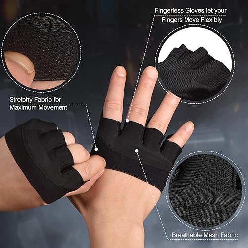 Miniatura 4 de sunnex Guantes de gimnasio para mujeres y hombres, guantes de entrenamiento sin dedos para levantamiento de pesas, guantes de fitness ligeros y