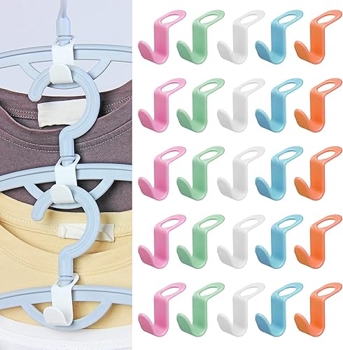 SLMT Ganchos para colgar ropa, 50 ganchos extensores de ahorro de espacio, organizador de armario para perchas de plástico, perchas de terciopelo,