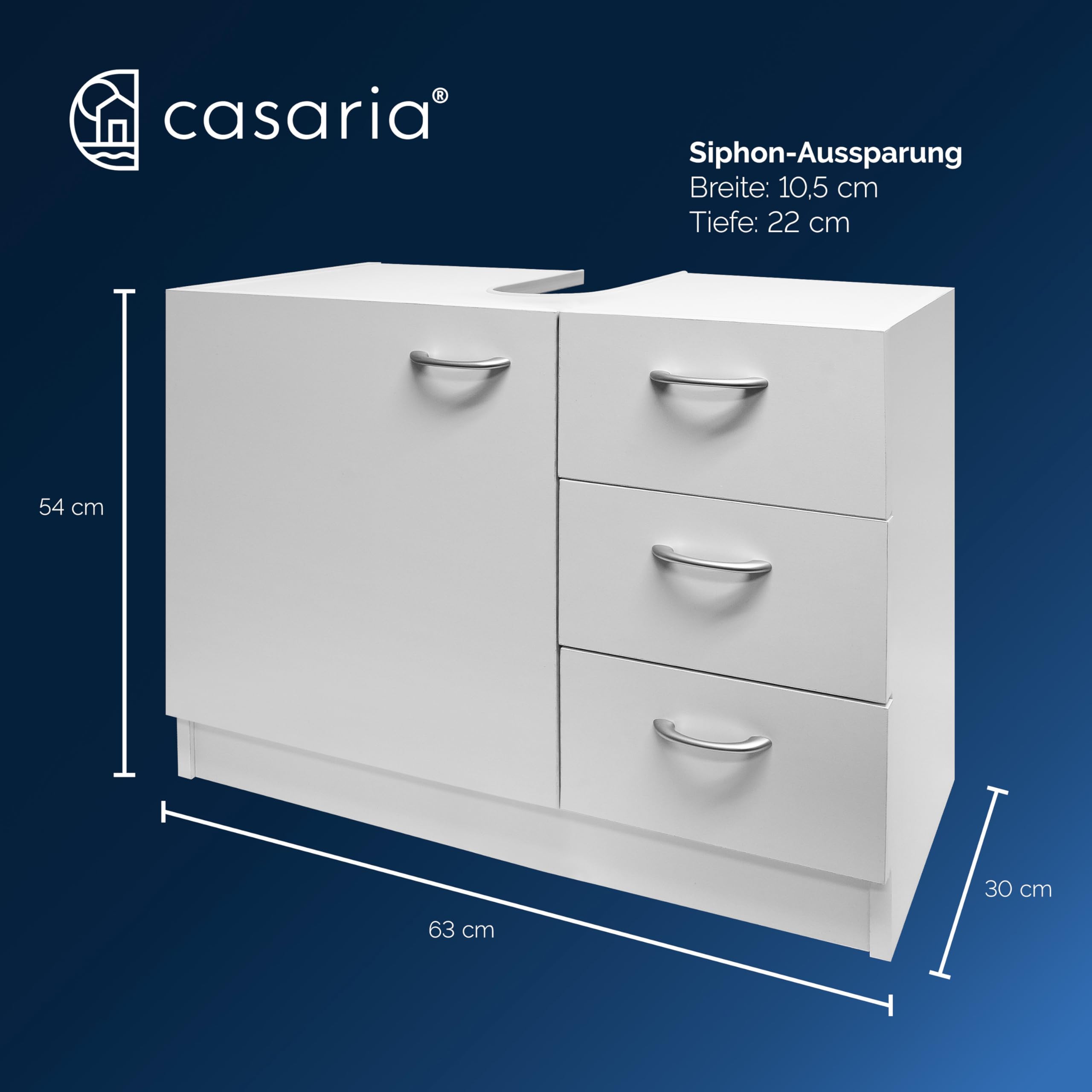 Casaria® Badmöbel Set 2-TLG Weiß Waschbeckenunterschrank Badezimmerhochschrank Unterschrank mit Schubladen Hochschrank Bad Regal Holz Für Kleine Bäder
