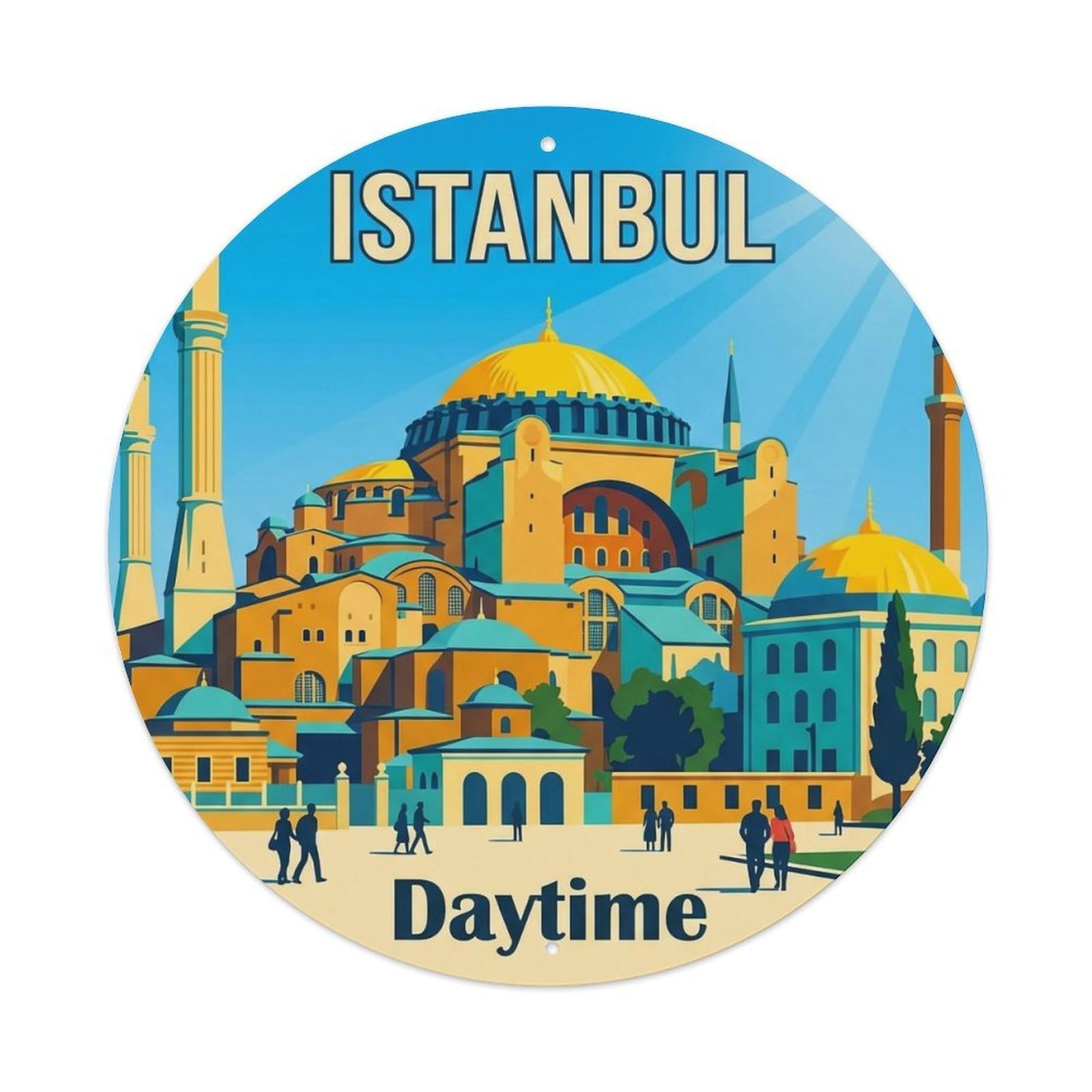 Este 8X8inch Style Vintage Travel Istanbul Turkey Daytime Metal Tin Sign