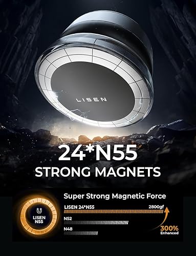 Miniatura 8 de LISEN Soporte de teléfono con succión eléctrica portátil para iPhone 17 para coche MagSafe, soporte magnético para teléfono con ventosa de coche,