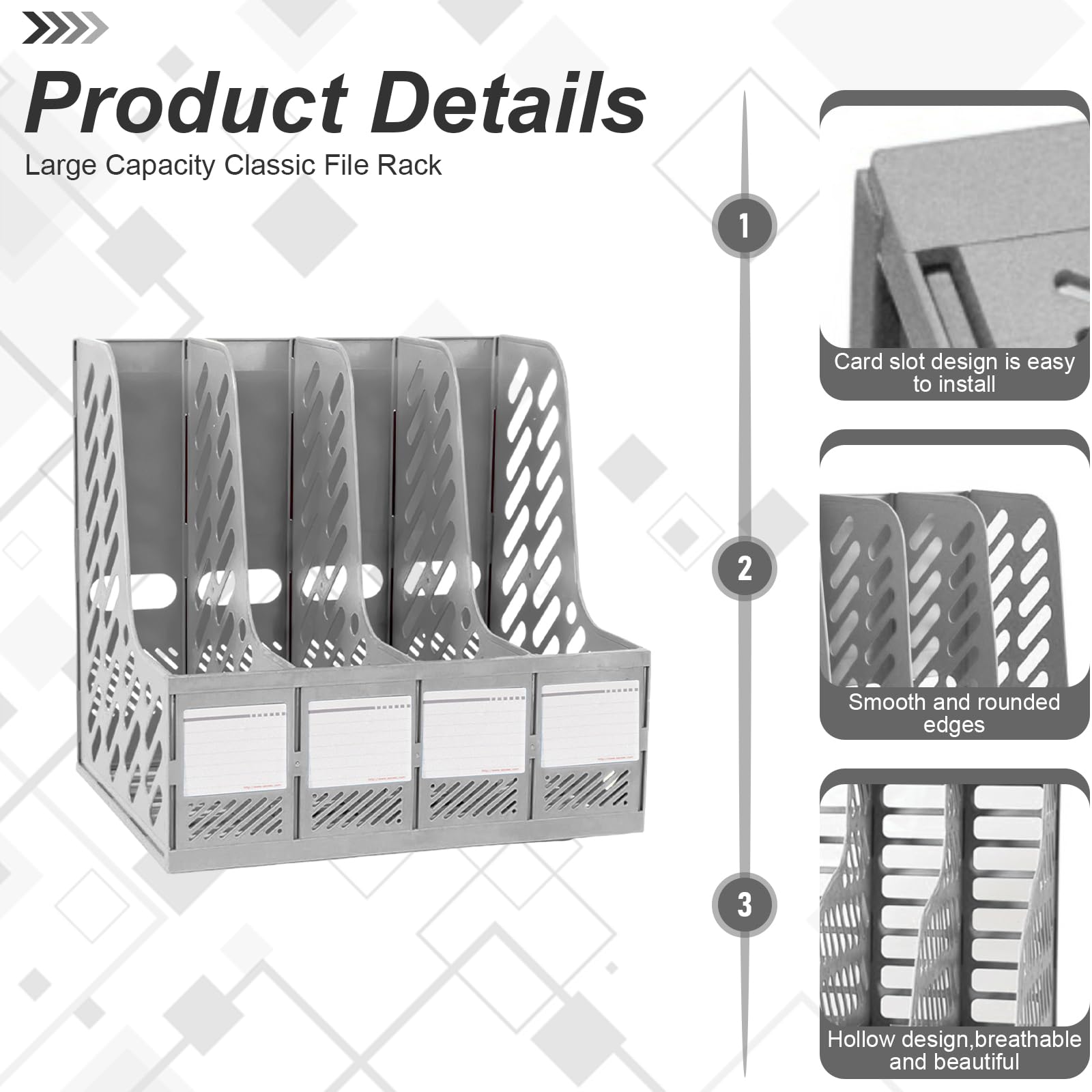 Elezeal Plastic A4 Magazine Holder, Sturdy File Organiser Desktop - Image 2