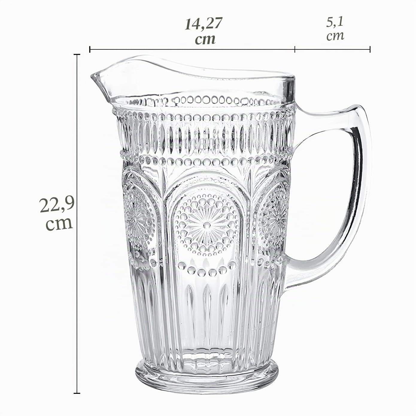 Kingrol Jarra de vidrio de 50 onzas, jarra de agua clásico para té helado, jugo, leche, bebidas, jarra de vidrio resistente al calor para agua fría/caliente