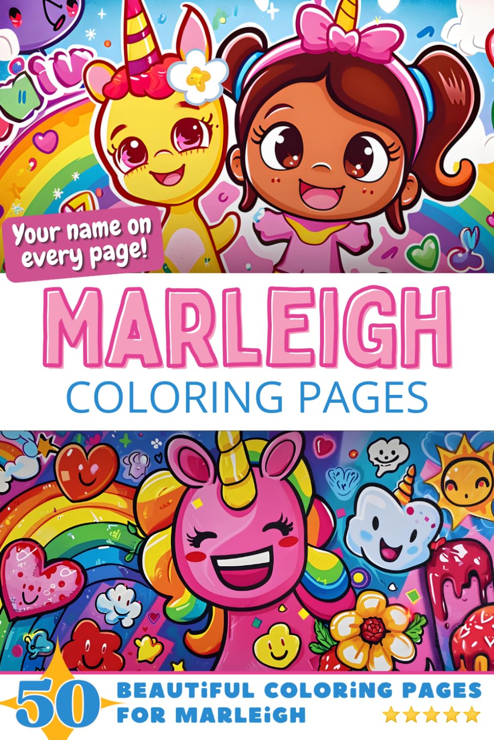 Marleigh Coloring Pages: Wow-Effect! Your name on every page - Marleigh coloring book - 6x9" - 50x Marleigh coloring page - Fantastic Gift