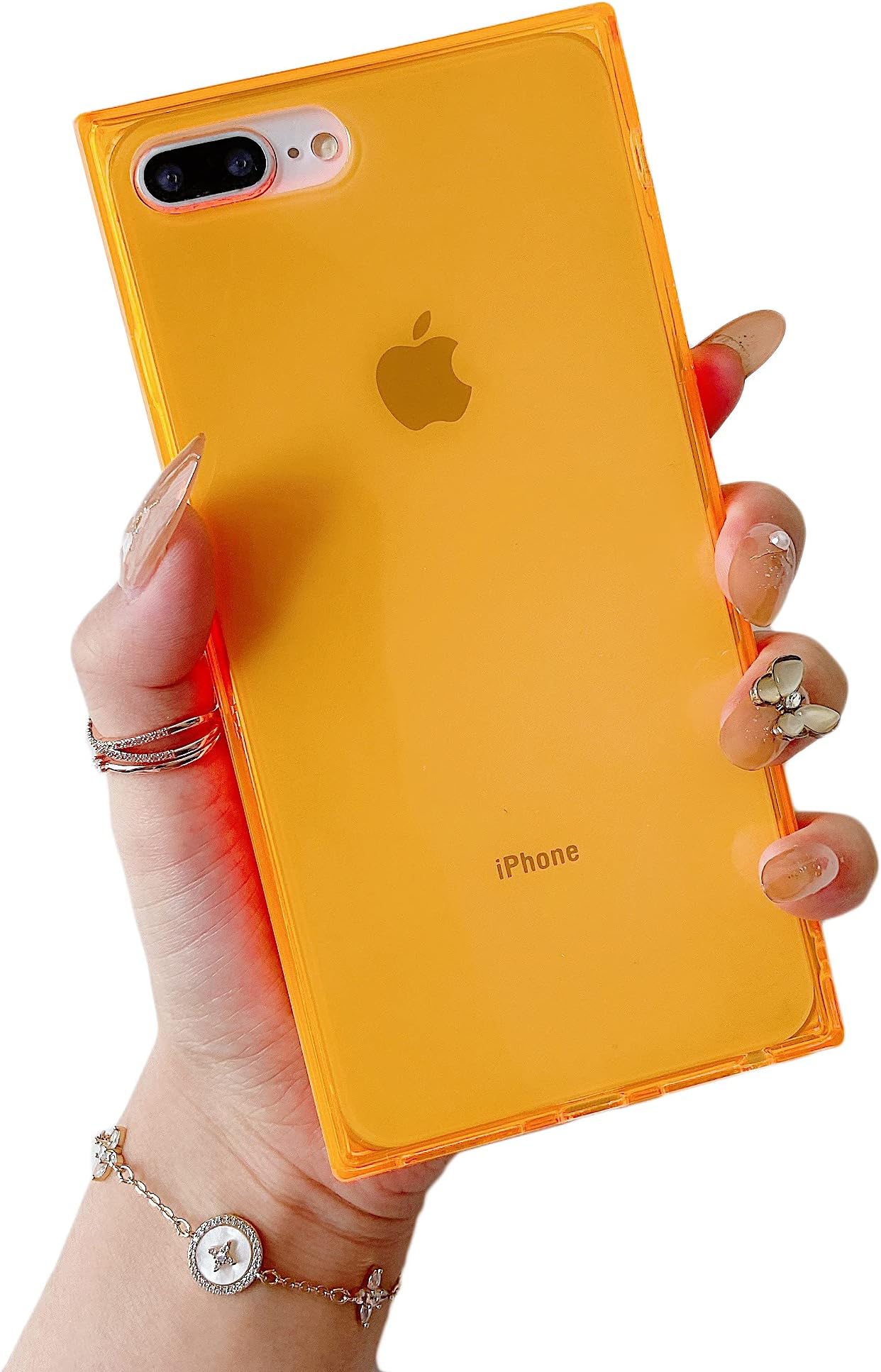 Cocomii Square iPhone 6S Plus/6 Plus Case - Square Clear - Slim - Lightweight - Glossy - Transparent HD Clear - Luxury Aesthetic Cover Compatible with Apple iPhone 6S Plus/6 Plus (Neon Orange)