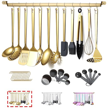 Kyraton 37-Piece Steel Utensil Set, Gold