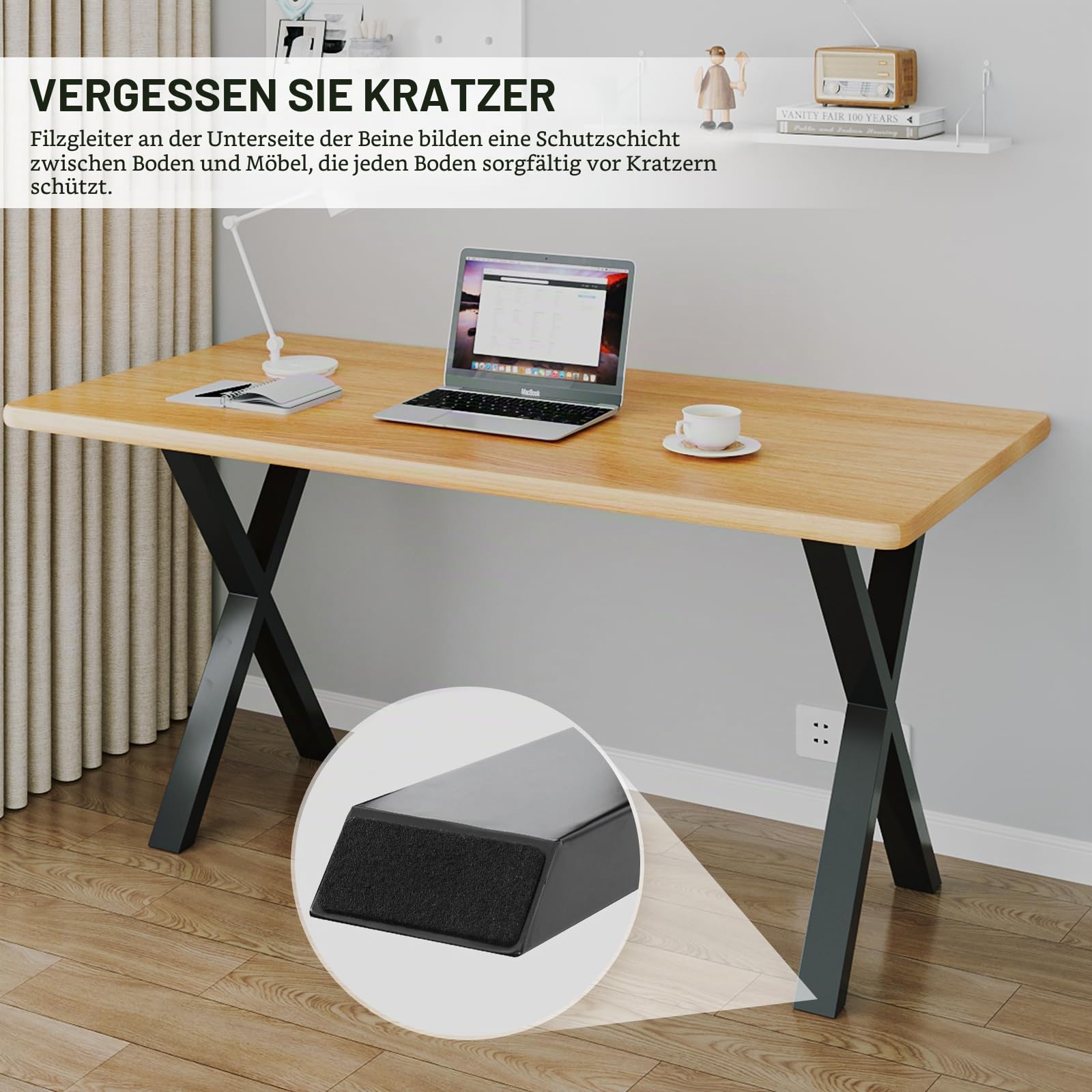 INMOZATA Tischkufen 2 Stück X Form Tischbeine Metall Möbelfüße Tischgestell Tischkufen mit Schrauben für Esstisch Schreibtisch Stizbank 50 x 7 x 71cm Schwarz