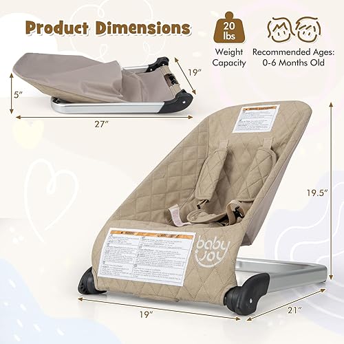 Miniatura 22 de BABY JOY Gorila para bebé, asiento plegable para bebé con arnés de seguridad de 5 puntos, funda de tela extraíble y 3 colgantes de felpa, gorila