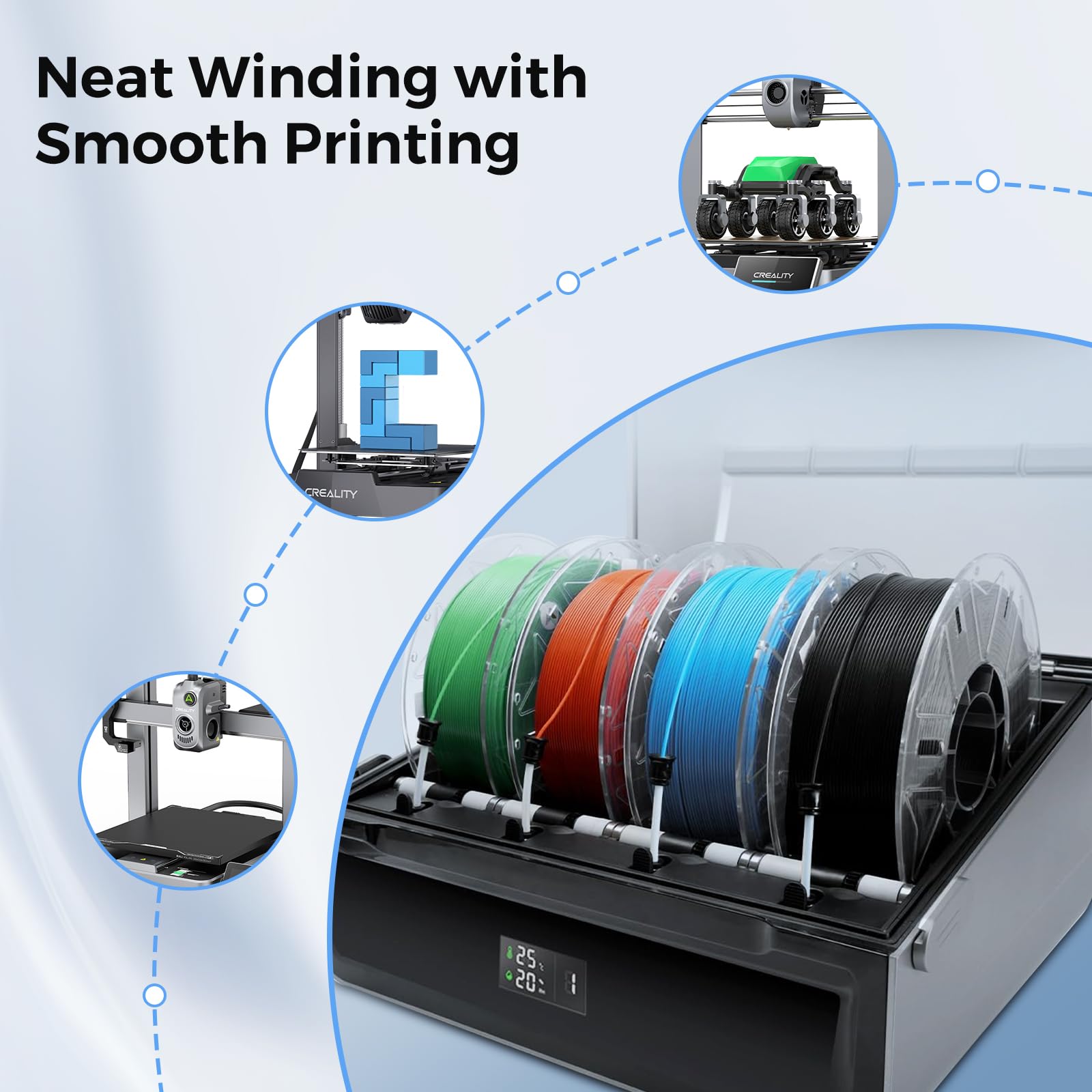 Creality Filamento RFID Hyper PLA ad alta velocità, 30-600 Mm/s, PLA iper 4Kg (8.8 lb), bobina da 1,75 mm, per CFS, adatto per K2 Plus Combo e la maggior parte delle stampanti 3D, 4 nero
