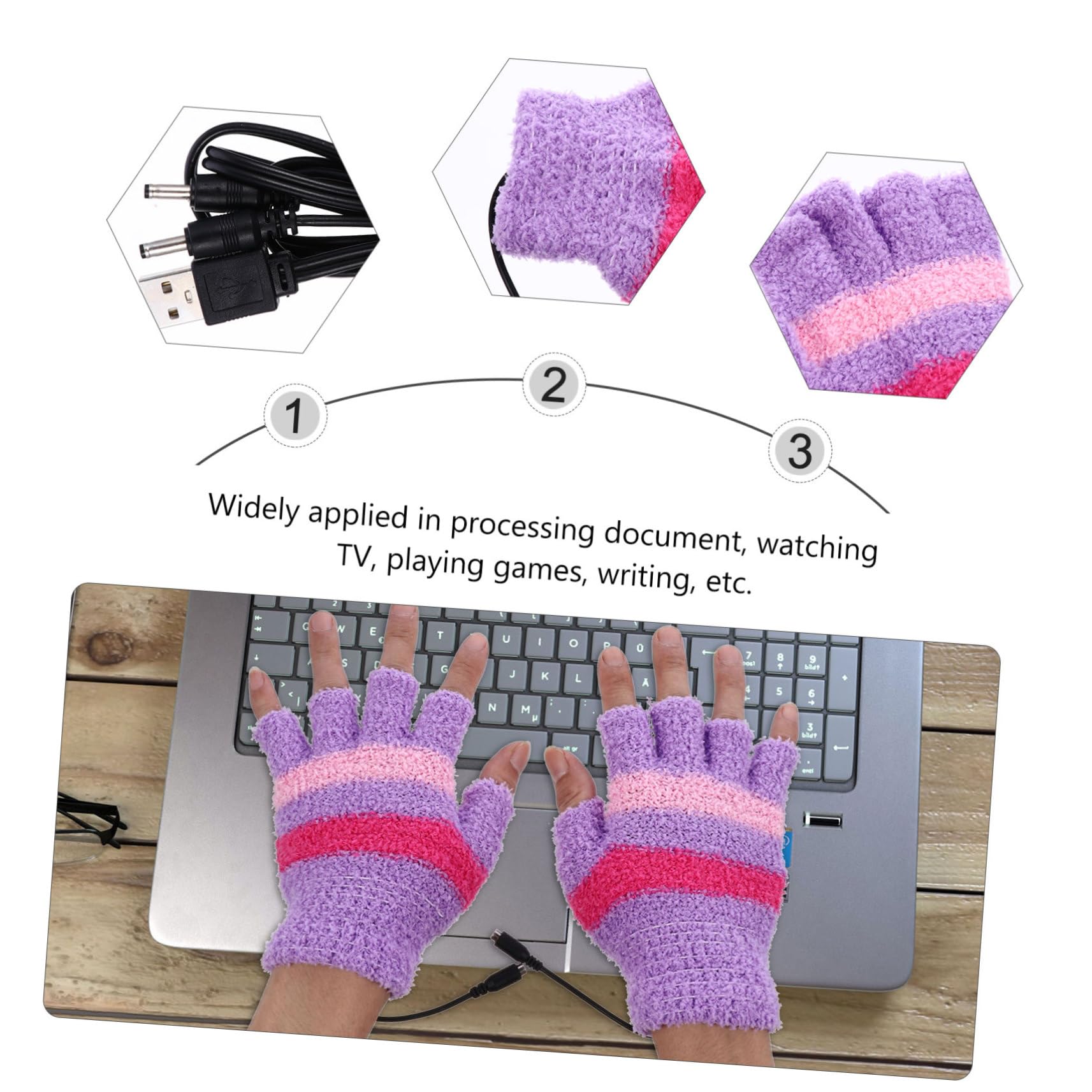 Toddmomy Warm Gloves Heating Pads Portable Half Finger Gloves for Winter Unisex Heating Gloves for Office and Home Use