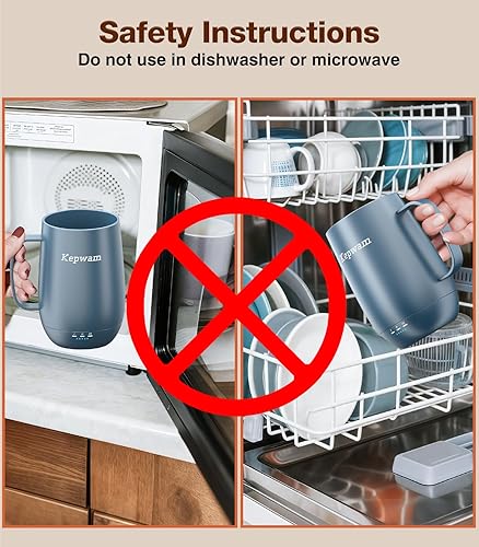 Miniatura 7 de Kepwam Taza de Café con Calefacción T2-Plus, Taza de Autocalentamiento de Gran Capacidad Líder de 20oz, Hasta 8 Horas de Batería y Caliente Hasta