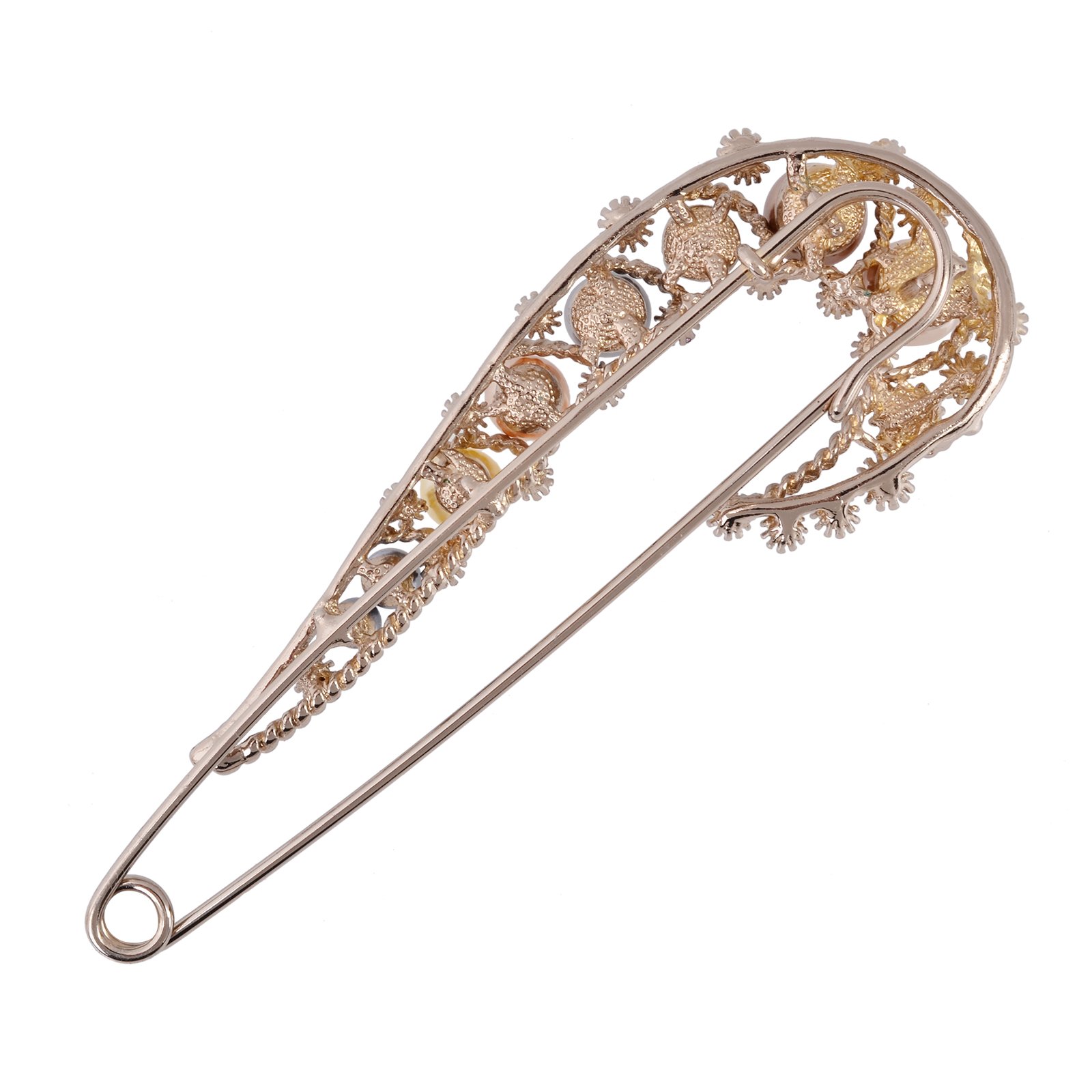 Fenni Jewelry - Broche de seguridad extra grande con perlas de cristal retro para bufanda, suéter, falda escocesa, joyería para mujer