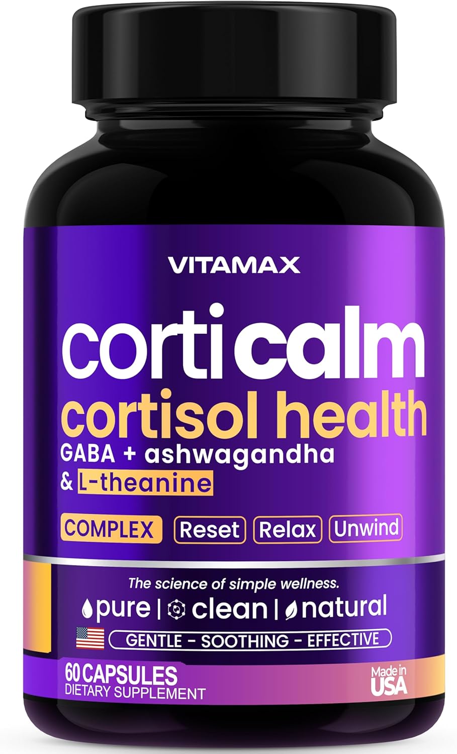 Cortisol Supplements for Women and Men - L-Theanine, Ashwagandha, GABA - High Cortisol Manager Reducer - Relaxation, Mood & Stress Support - Ginkgo Biloba, Bacopa Monnieri, 5-HTP - Made in USA
