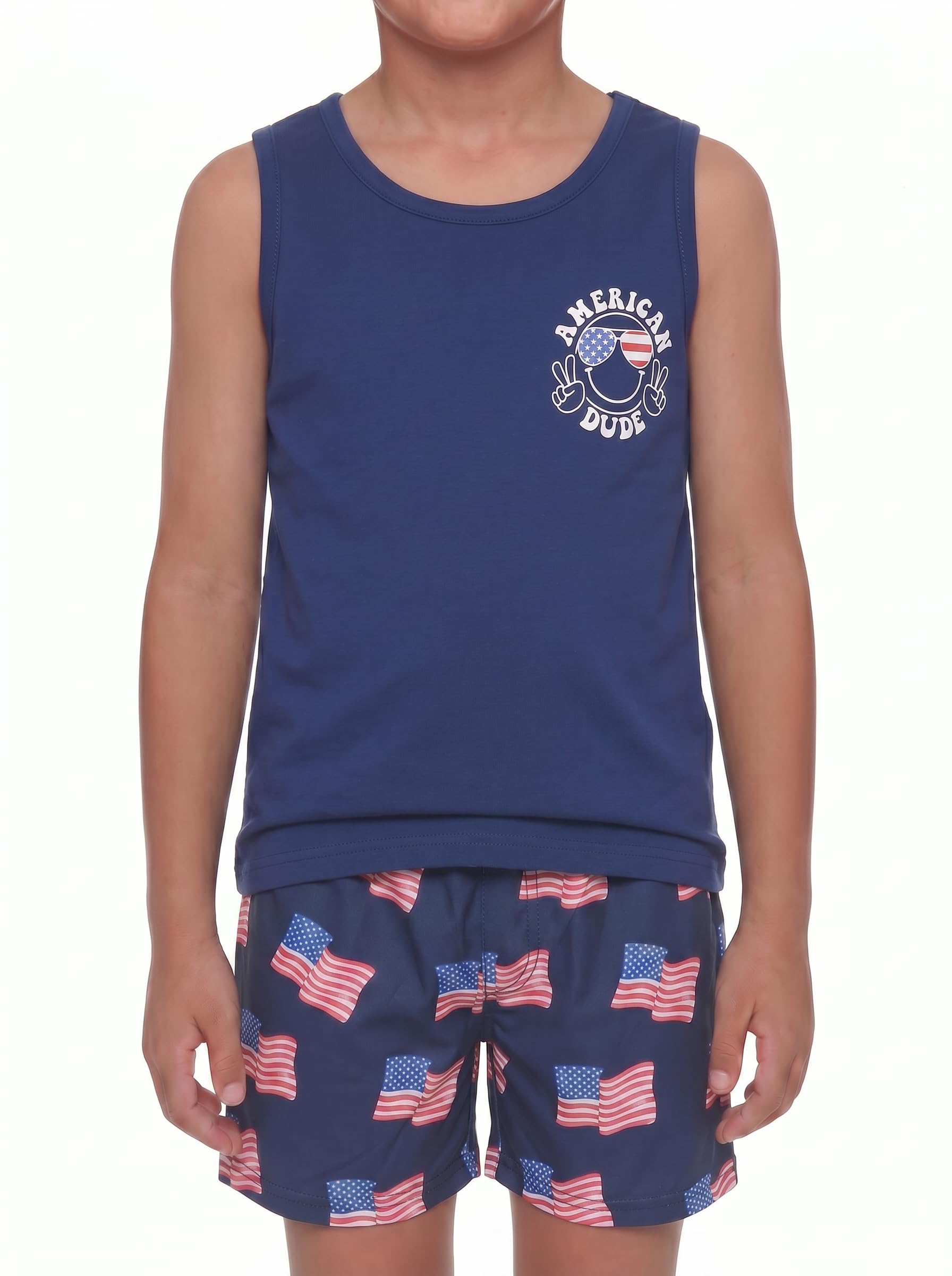 Unique Baby Boys American Boy 4th of July 2pc Tank Shorts Set