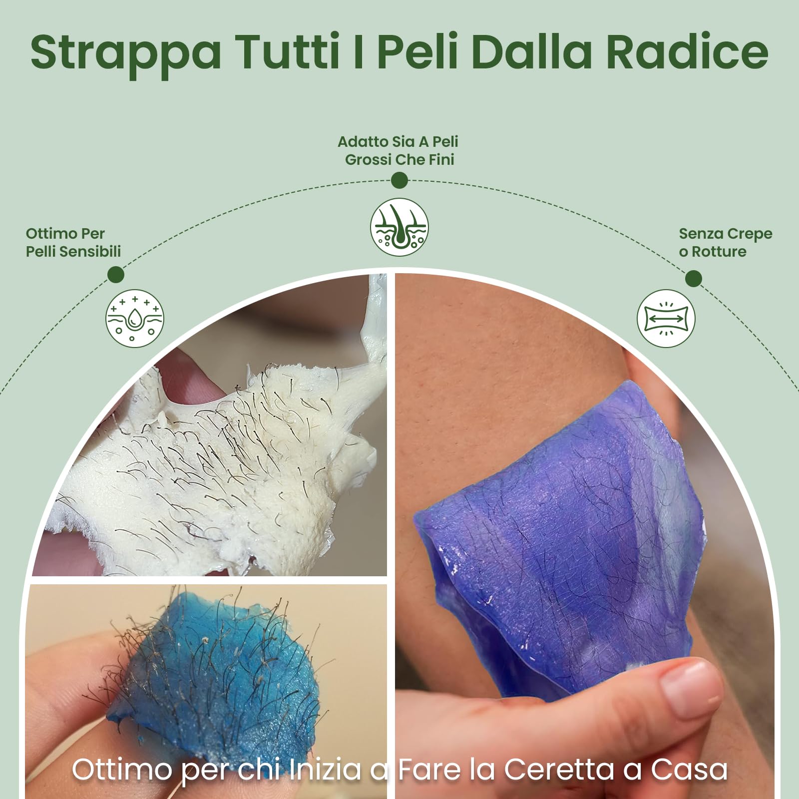 IFANZETECH Scaldacera Cera Brasiliana Kit: Scalda Cera per Ceretta Rimuovere Tutti Tipi di Peli, con 500g Ceretta Brasiliana, 30 Spatole, 1 Pentola Silicio, Depilazione per Uomo e Donna