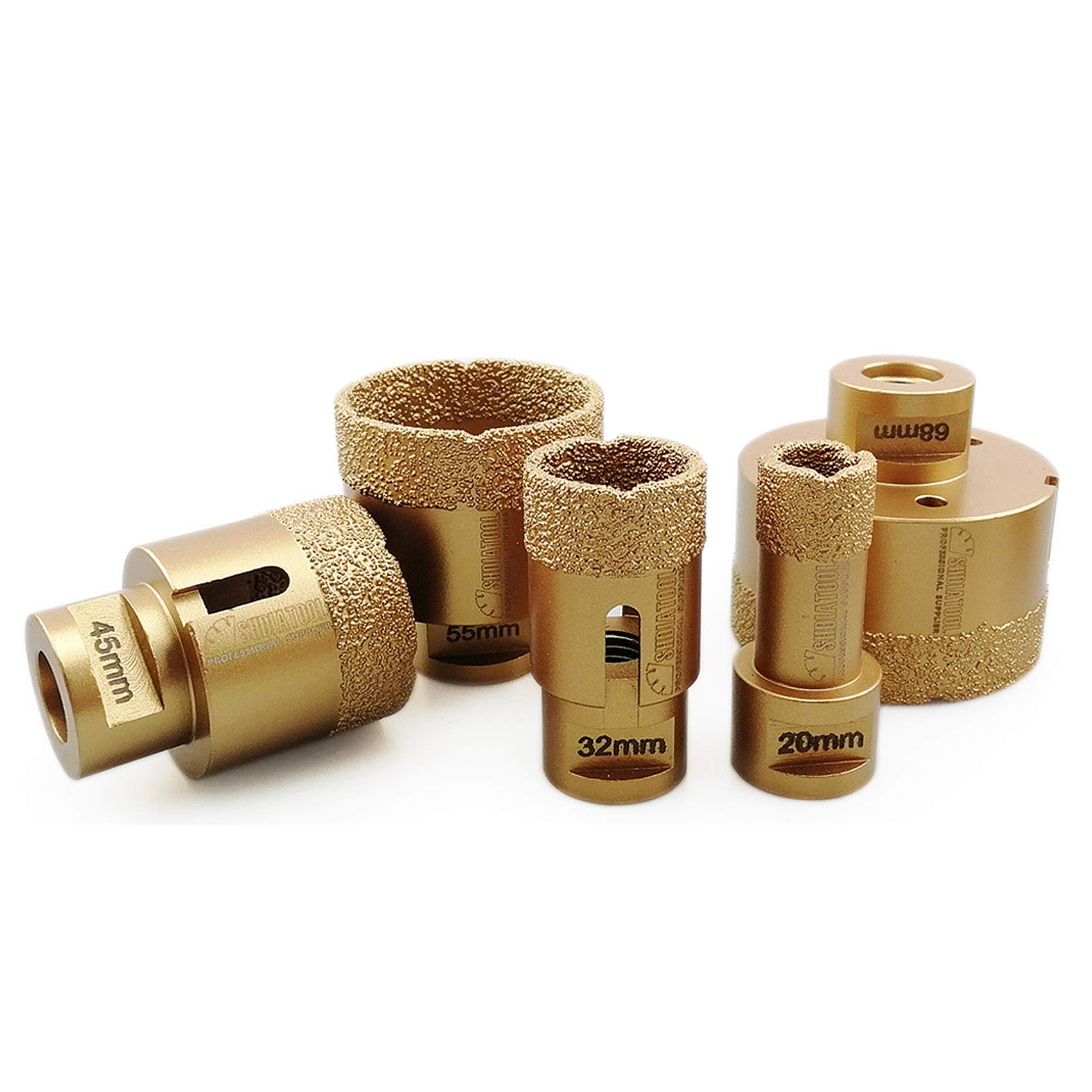Shdiatool Golden 5Pcs Diamond Drill Core Bits Set Diameter 20 32 45 55 68Mm For Porcelain Tile Granite