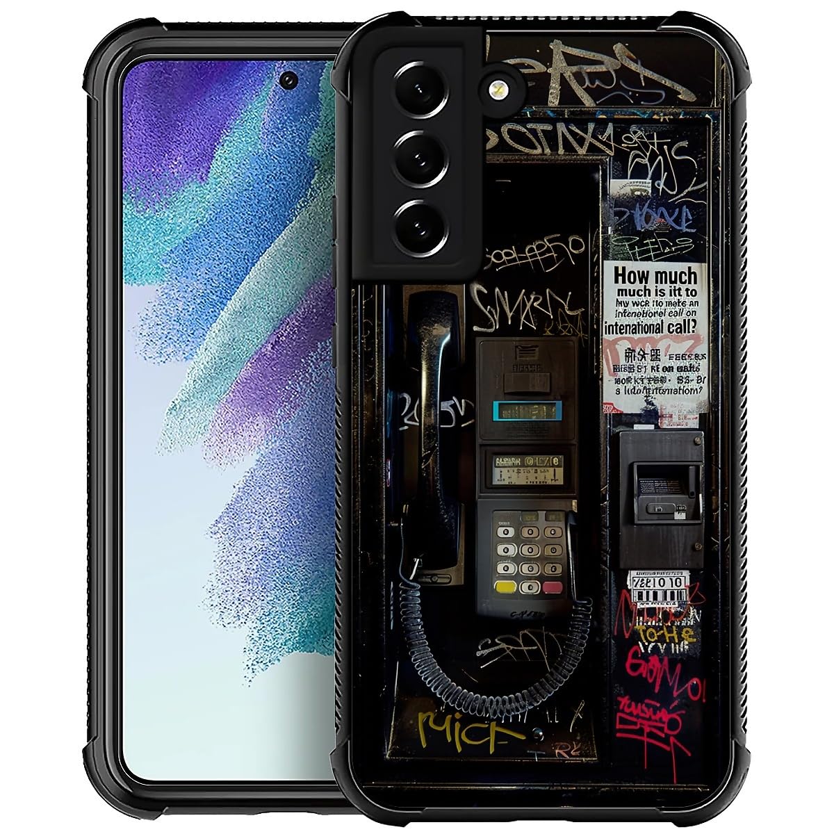 DAIZAG Compatible with Samsung Galaxy S22 Case,80s 90s Vintage Telephone 3 Soft TPU Edges,Four Corner Airbag Protective Case for Samsung Galaxy S22