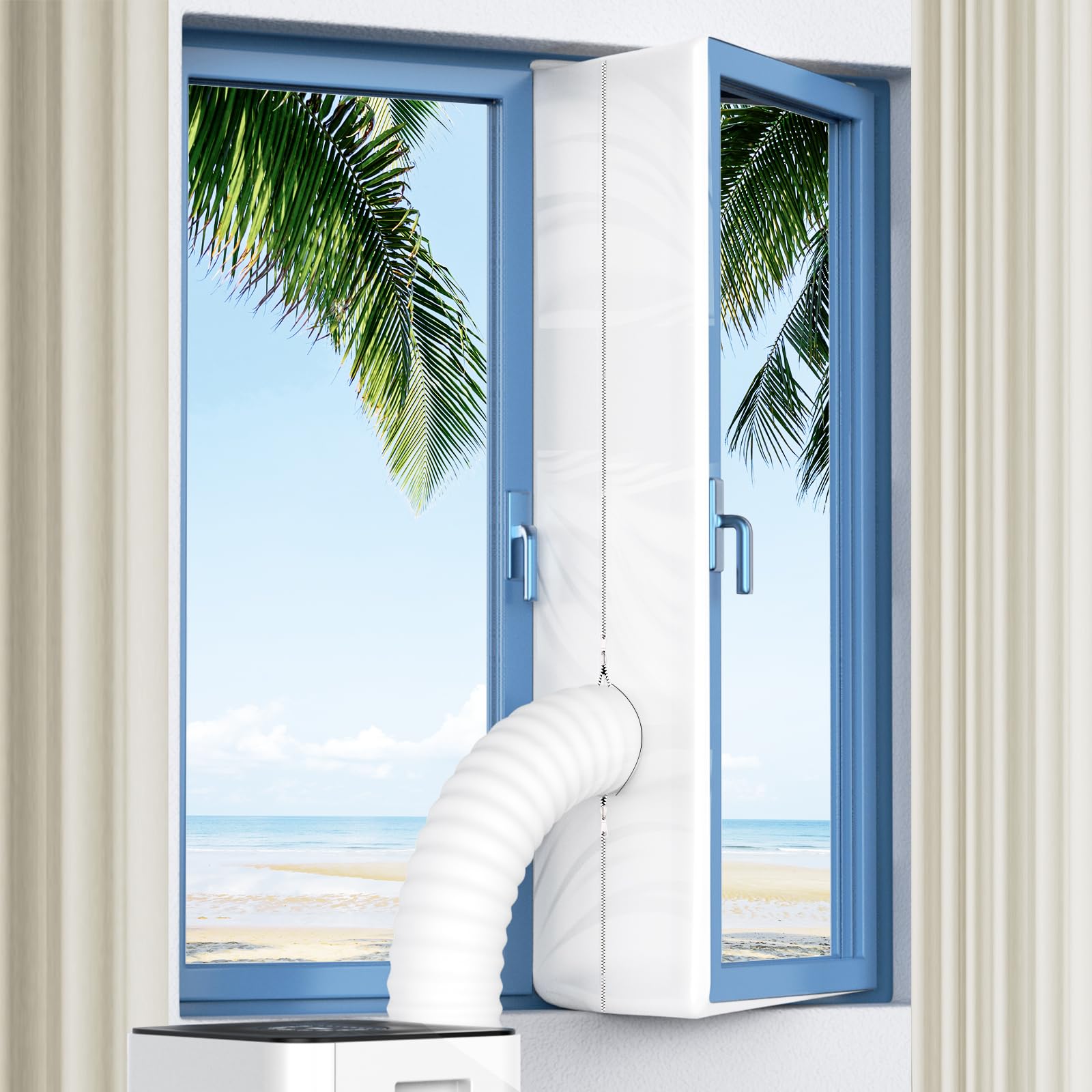 UrbanWave Klimaanlage Fensterabdichtung für Mobile Klimageräte,Wasserdichter Hot Air Stop für Wäschetrockner,Ablufttrockner,Double Zip für Dachfenster und Flügelfenster,400CM,210T Polyester