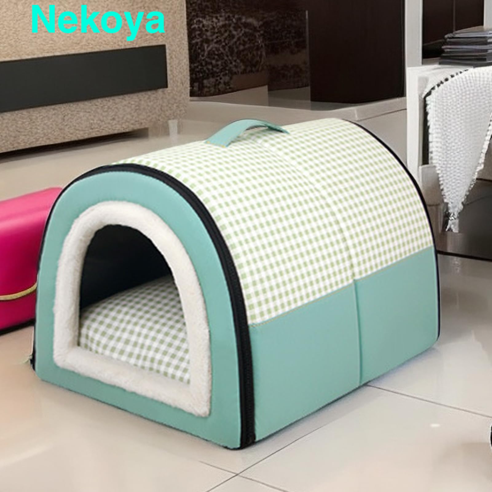Cuccia per animali domestici, tenda chiusa per gatti, cuccia invernale per | cani e gatti, semi-chiusa, autoportante, con rimovibile e lavabile, a prova di graffio, per cani e gatti di piccola
