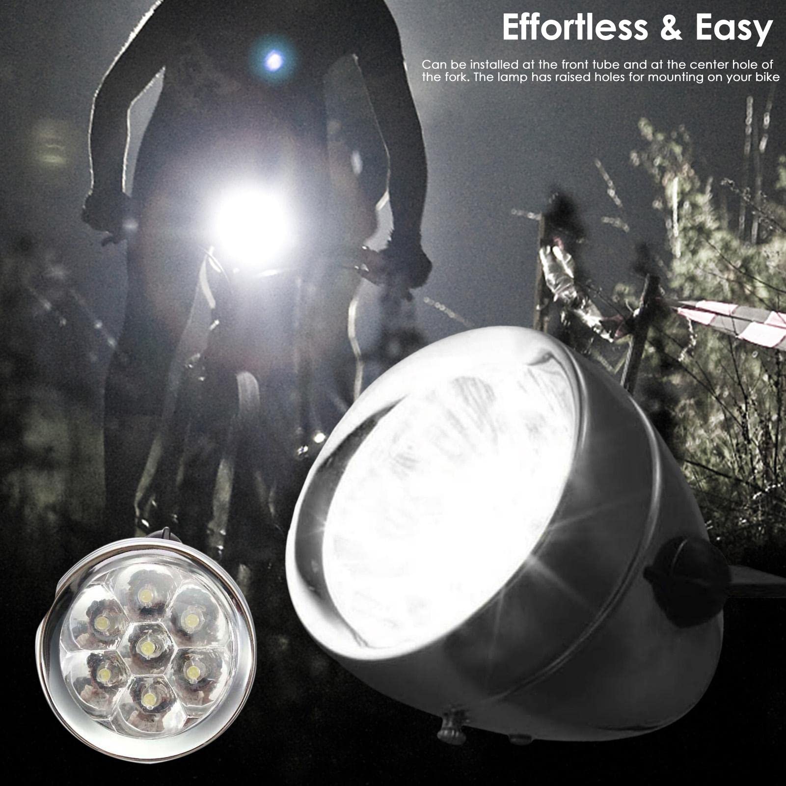 Phare LED Vintage Pour Vélo | Chrome, Angle 160°, Support Sur Fourche, 3 Piles AAA (non Incluses)