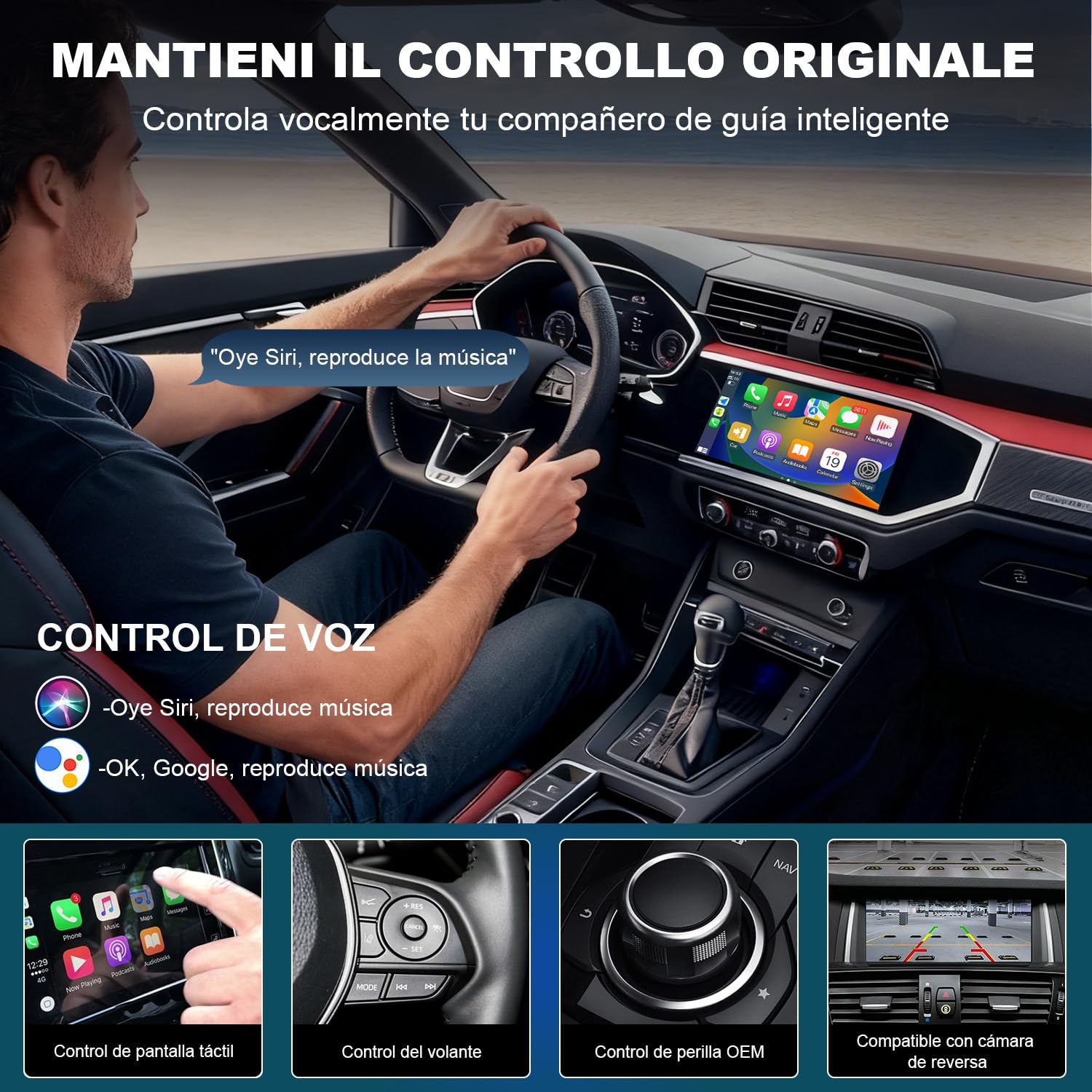 Kit di retrofit modulo decoder Wireless CarPlay/Android Auto compatibile con Audi A4/A5/S4/S5/RS4/RS5 e Q5 (2008–2018) per sistema MMI 3G, supporta comandi OEM, MirrorLink e telecamera posteriore