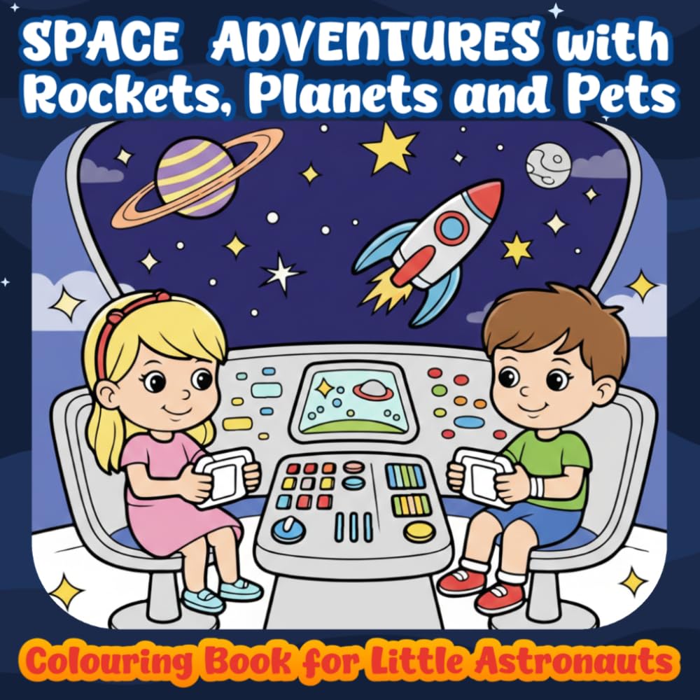 SPACE ADVENTURES with Rockets, Planets and Pets: Coloring Book for Little Astronauts