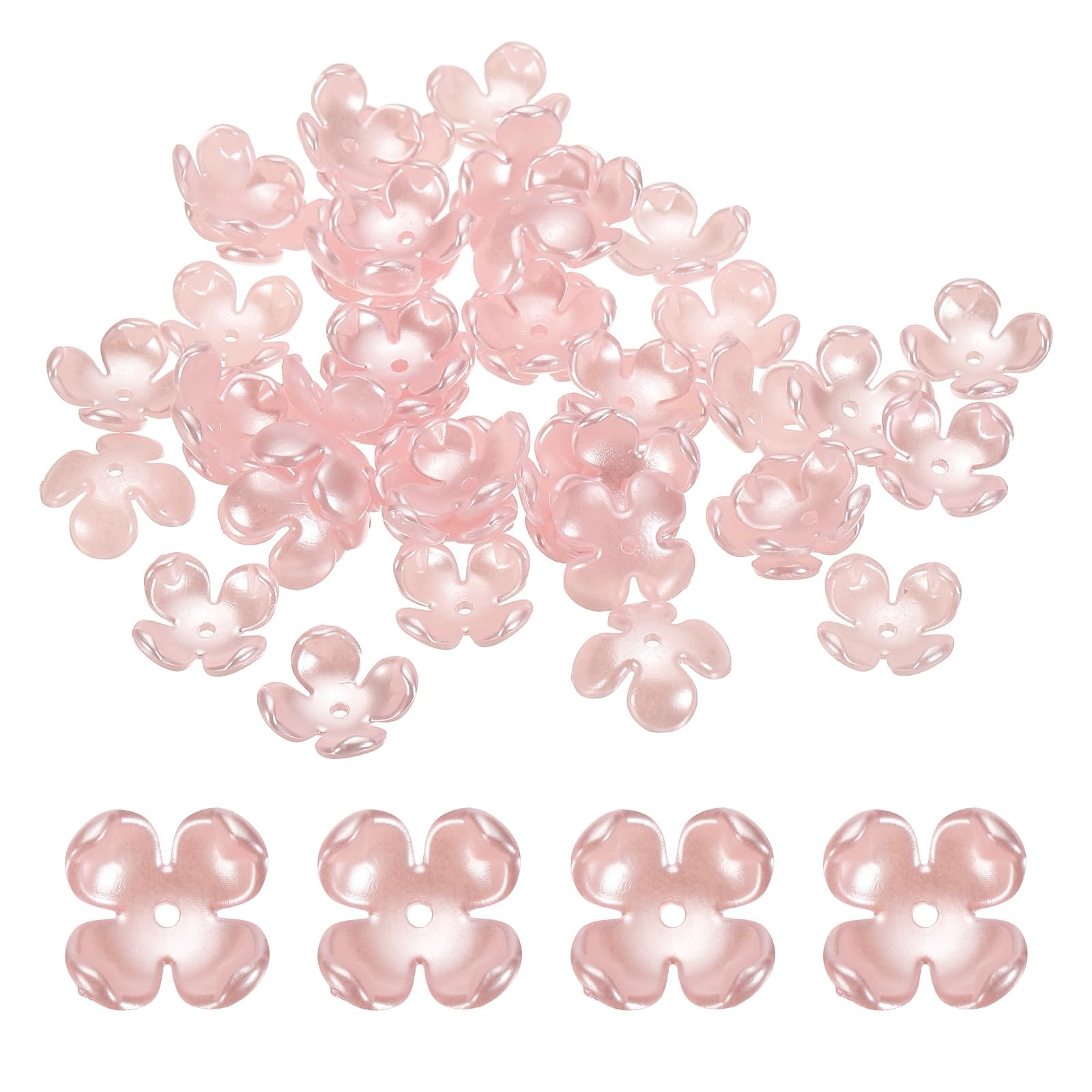 Capuchons en plastique rose de 26mm pour perles florales et création de bijoux - Lot de 48