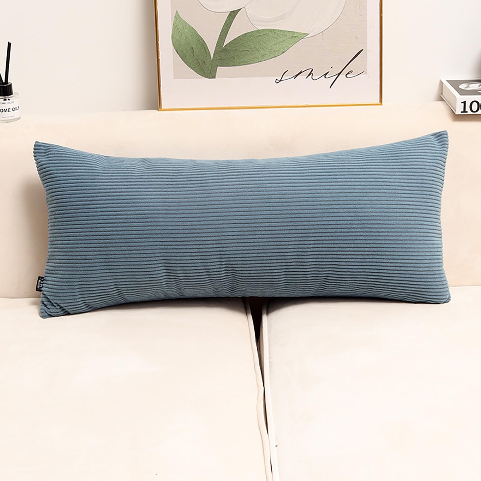 YSPZDQ Long Soft Fluffy Corduroy Pillow Case and Cushion Covers, Decorative Rectangle Bolster Body Pillow Cover with Zipper Closure No Insert for Livingroom Sofa Bedroom Bed(Blue,90 x 30 cm)