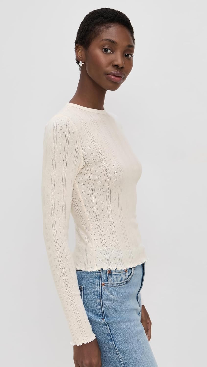 DAZE Women's Waverly Pointelle Crewneck Tee - Image 4